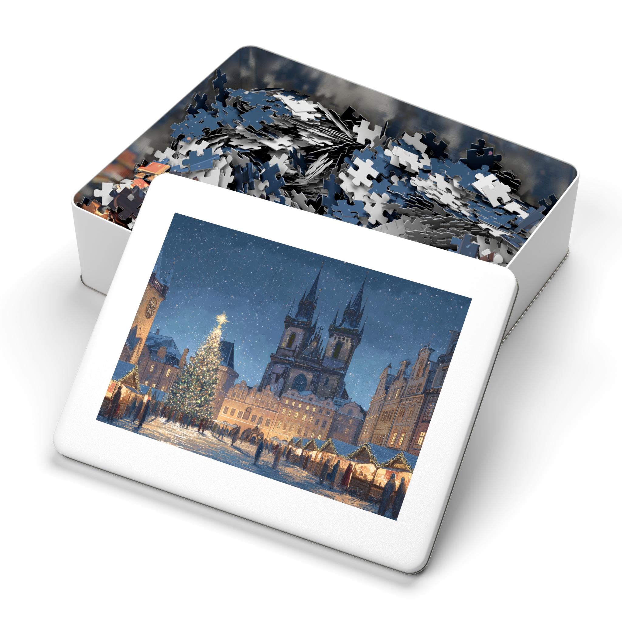 Prague Czech Republic Christmas Puzzle, Personalized Gift Festive Market, Travel Keepsake, Family Holiday Souvenir