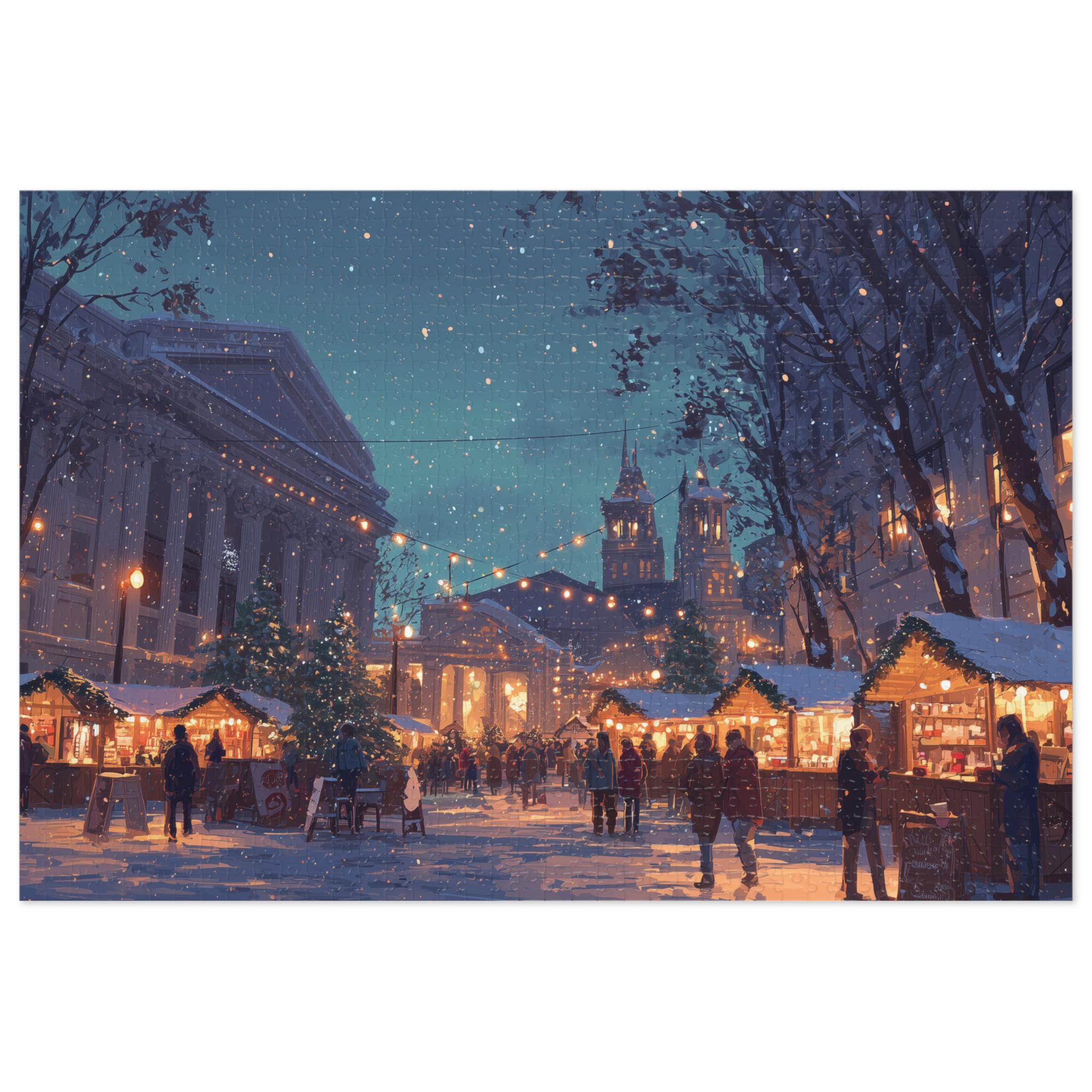 Portland Oregon Christmas Puzzle, Personalized Gift Festive Market, Travel Keepsake, Family Holiday Souvenir