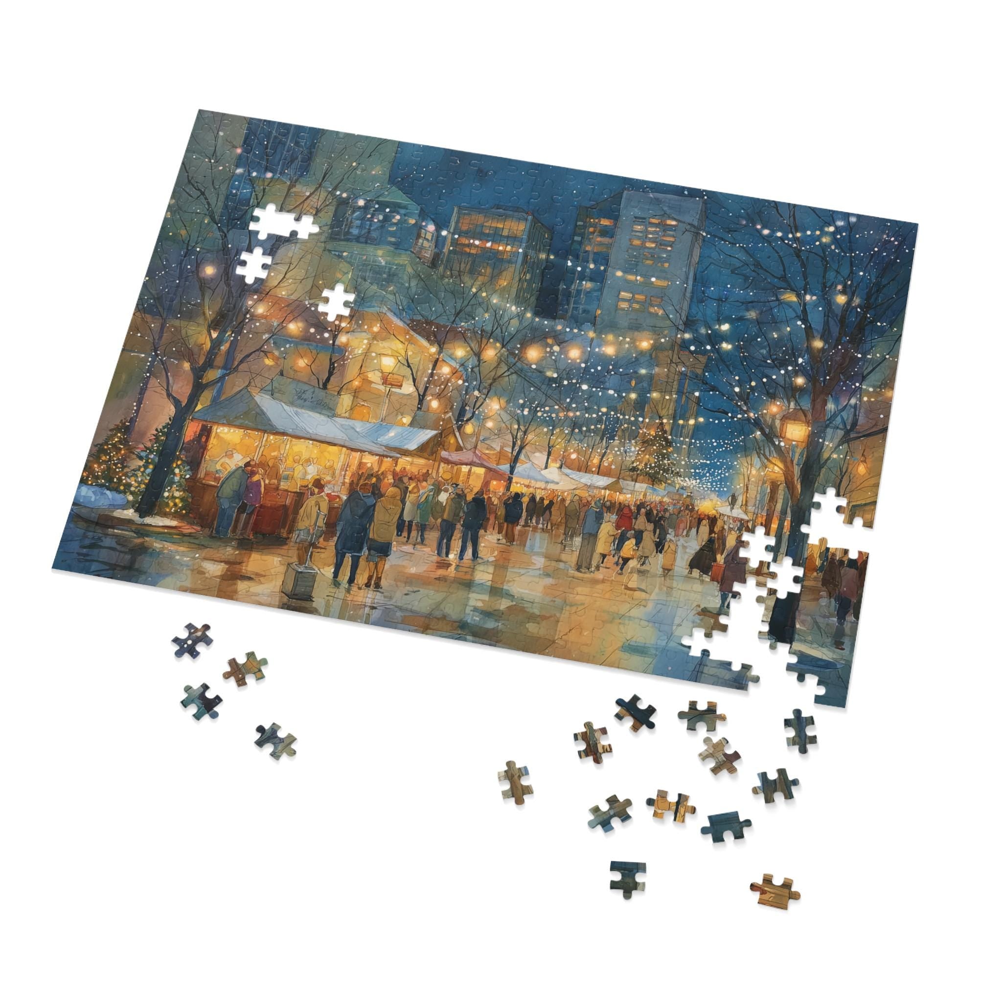 Raleigh North Carolina Christmas Puzzle, Personalized Gift Festive Market, Travel Keepsake, Family Holiday Souvenir