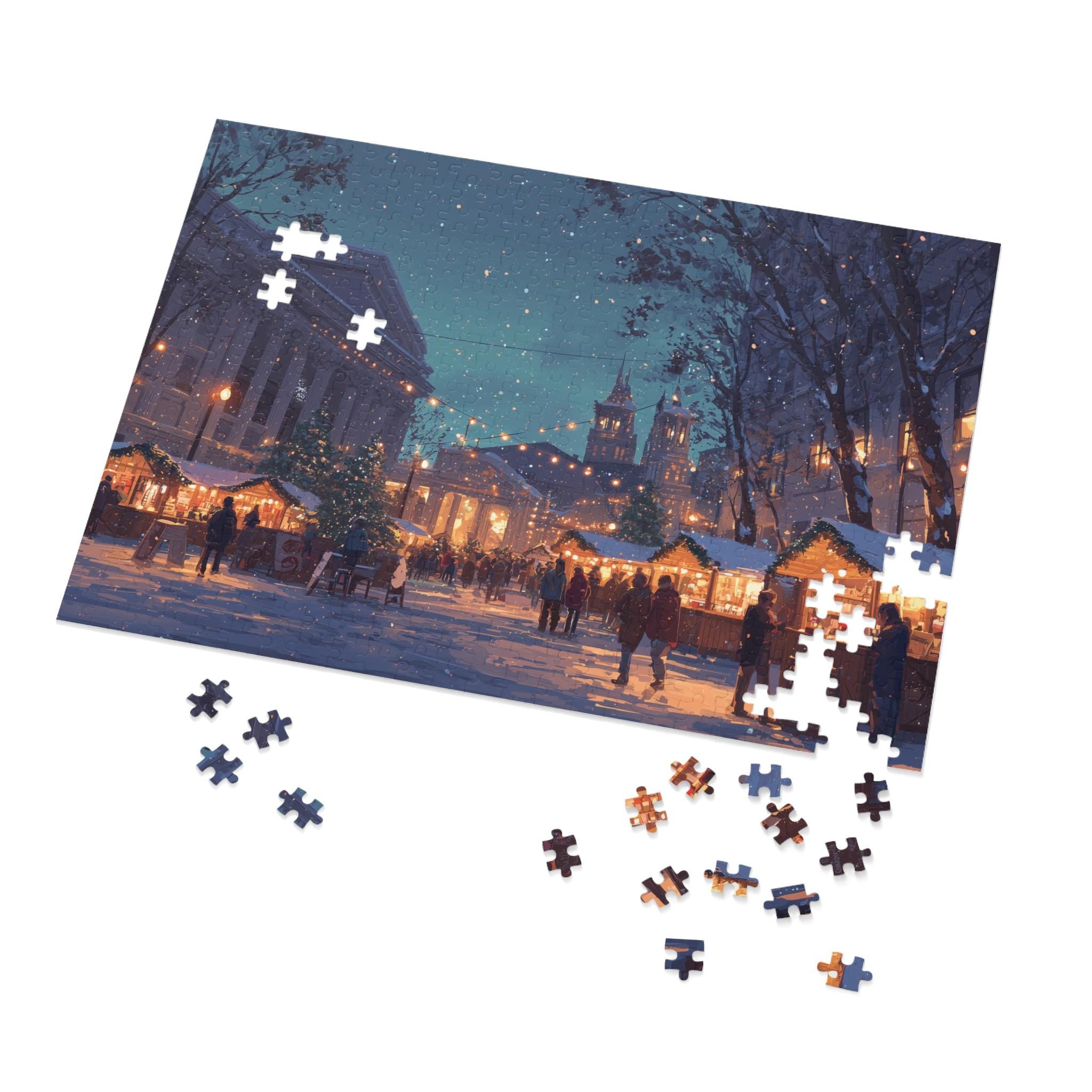 Portland Oregon Christmas Puzzle, Personalized Gift Festive Market, Travel Keepsake, Family Holiday Souvenir