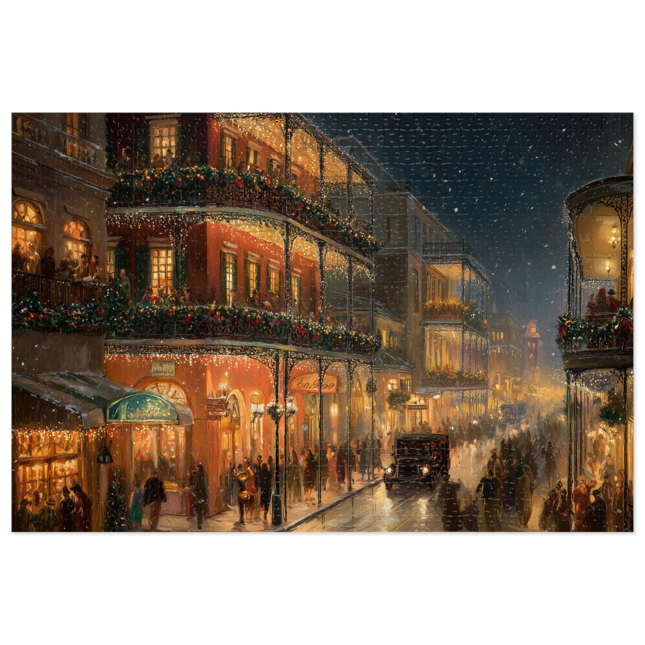 New Orleans Christmas Puzzle, Louisiana Personalized Gift Festive Market, Travel Keepsake, Family Holiday Souvenir