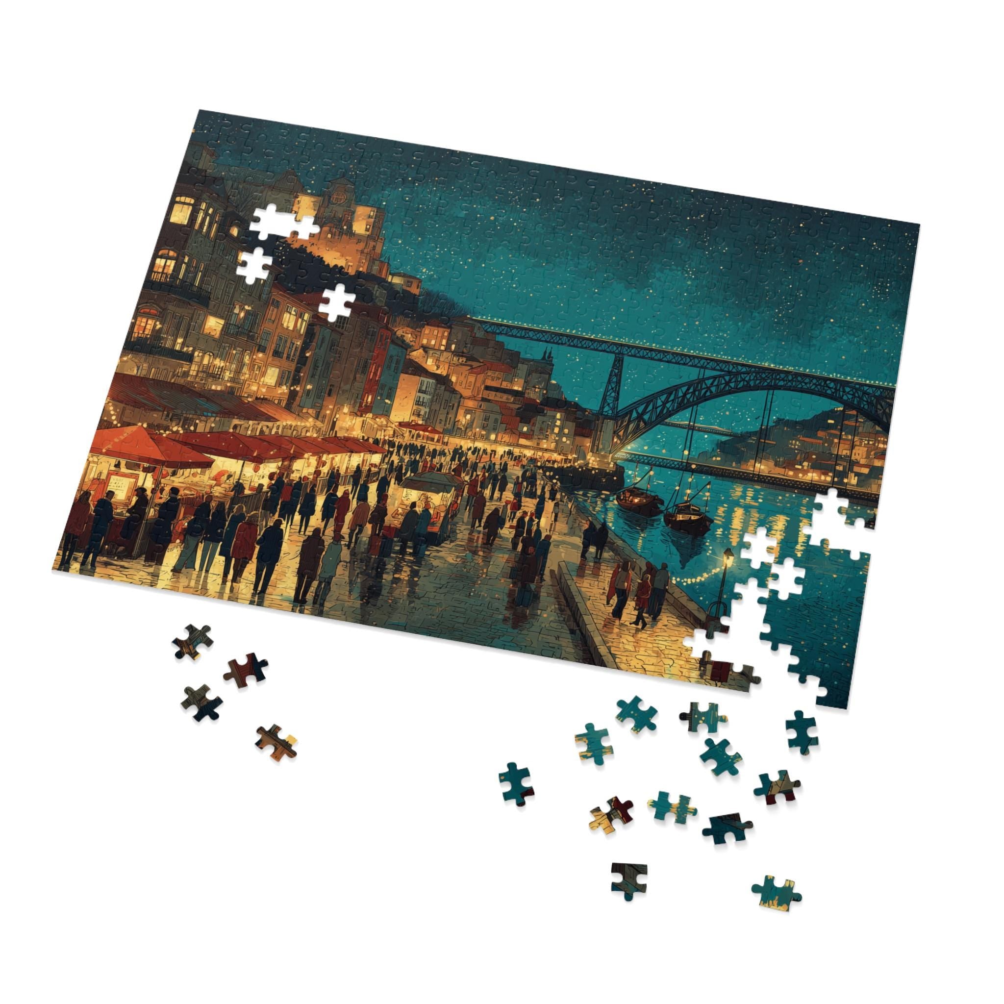 Porto Portugal Christmas Puzzle, Personalized Gift Festive Market, Travel Keepsake, Family Holiday Souvenir