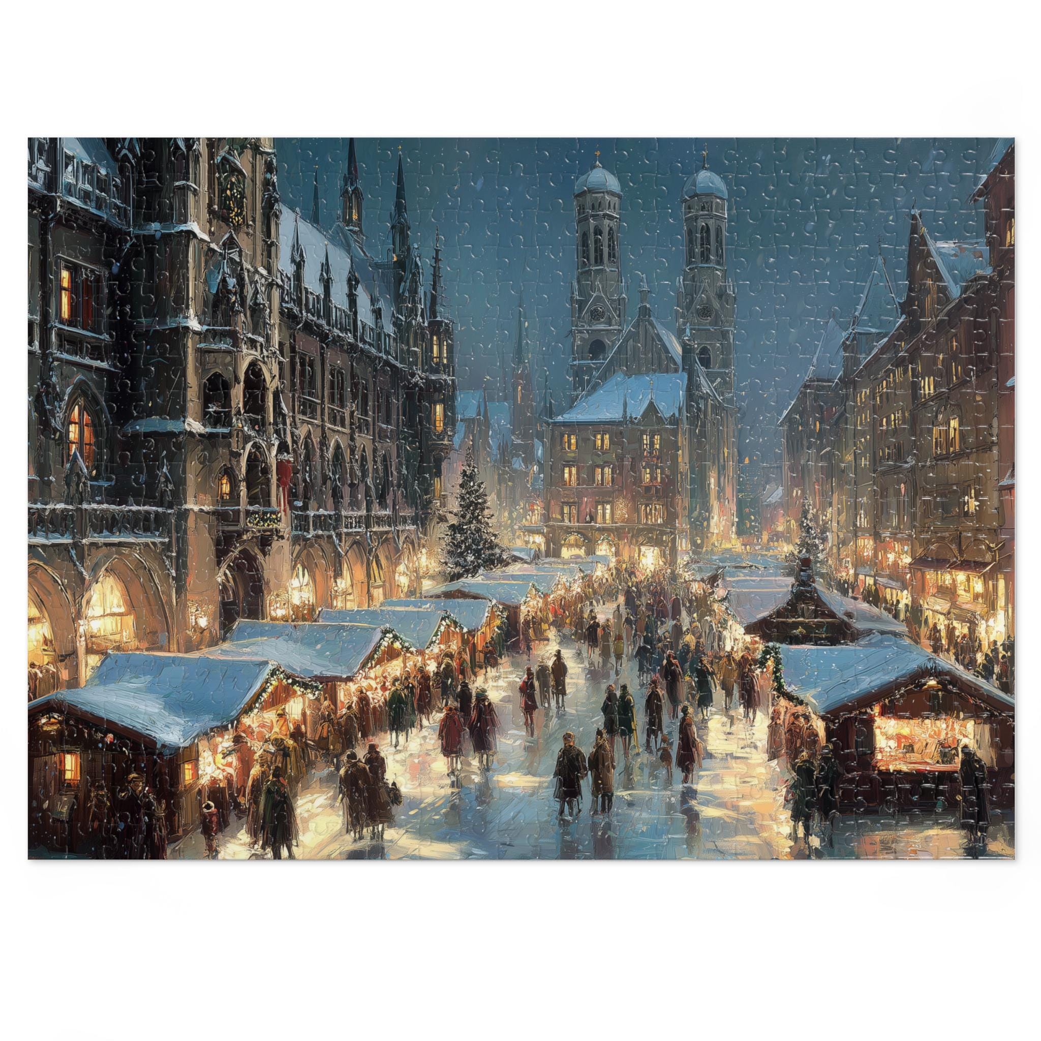 Munich Germany Christmas Puzzle, Personalized Gift Festive Market, Travel Keepsake, Family Holiday Souvenir