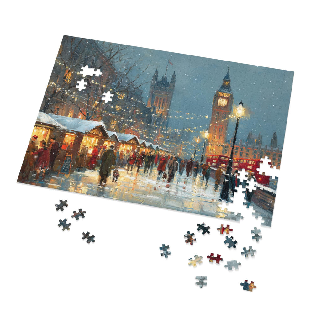 London_England Christmas Puzzle, Personalized Gift Festive Market, Travel Keepsake, Family Holiday Souvenir
