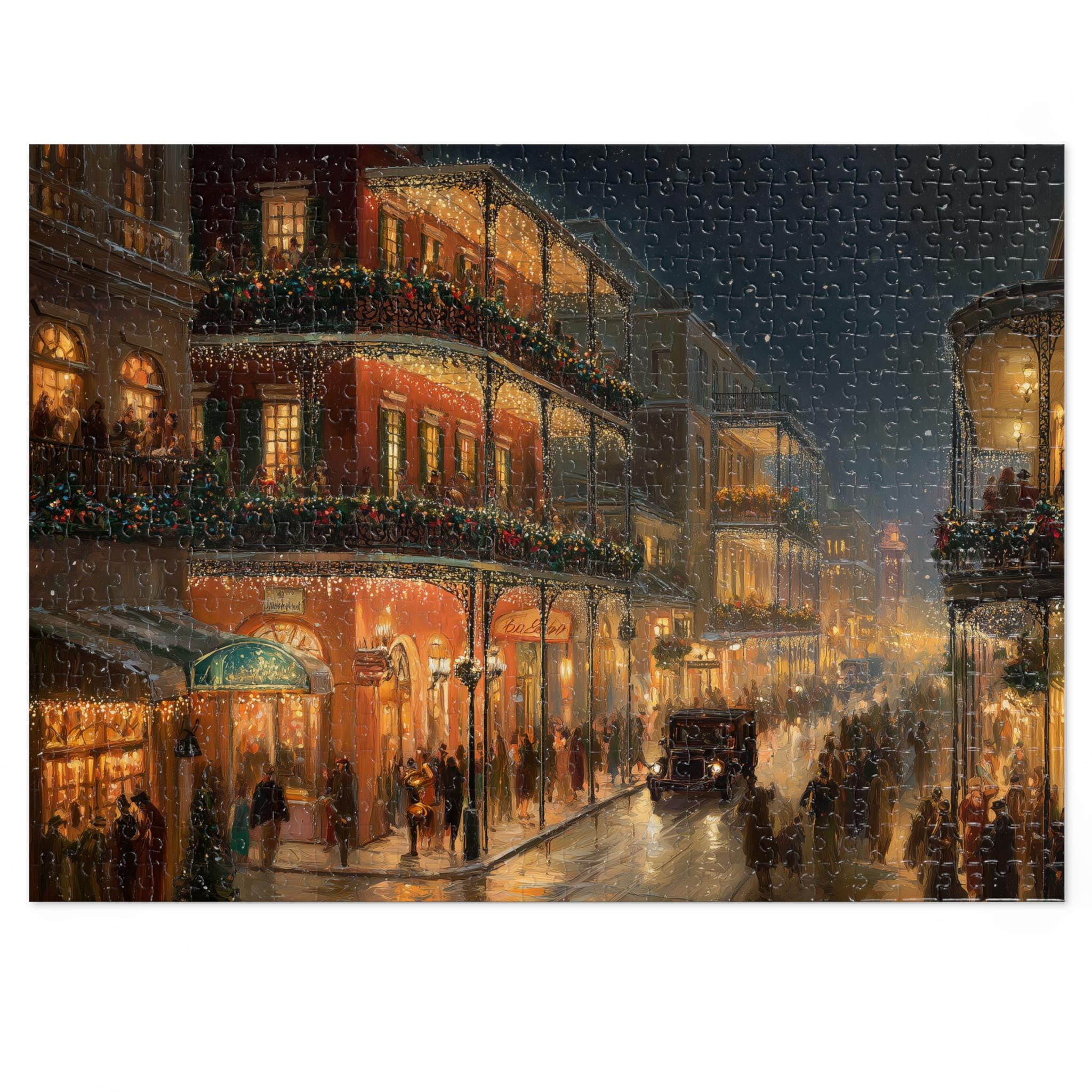 New Orleans Christmas Puzzle, Louisiana Personalized Gift Festive Market, Travel Keepsake, Family Holiday Souvenir