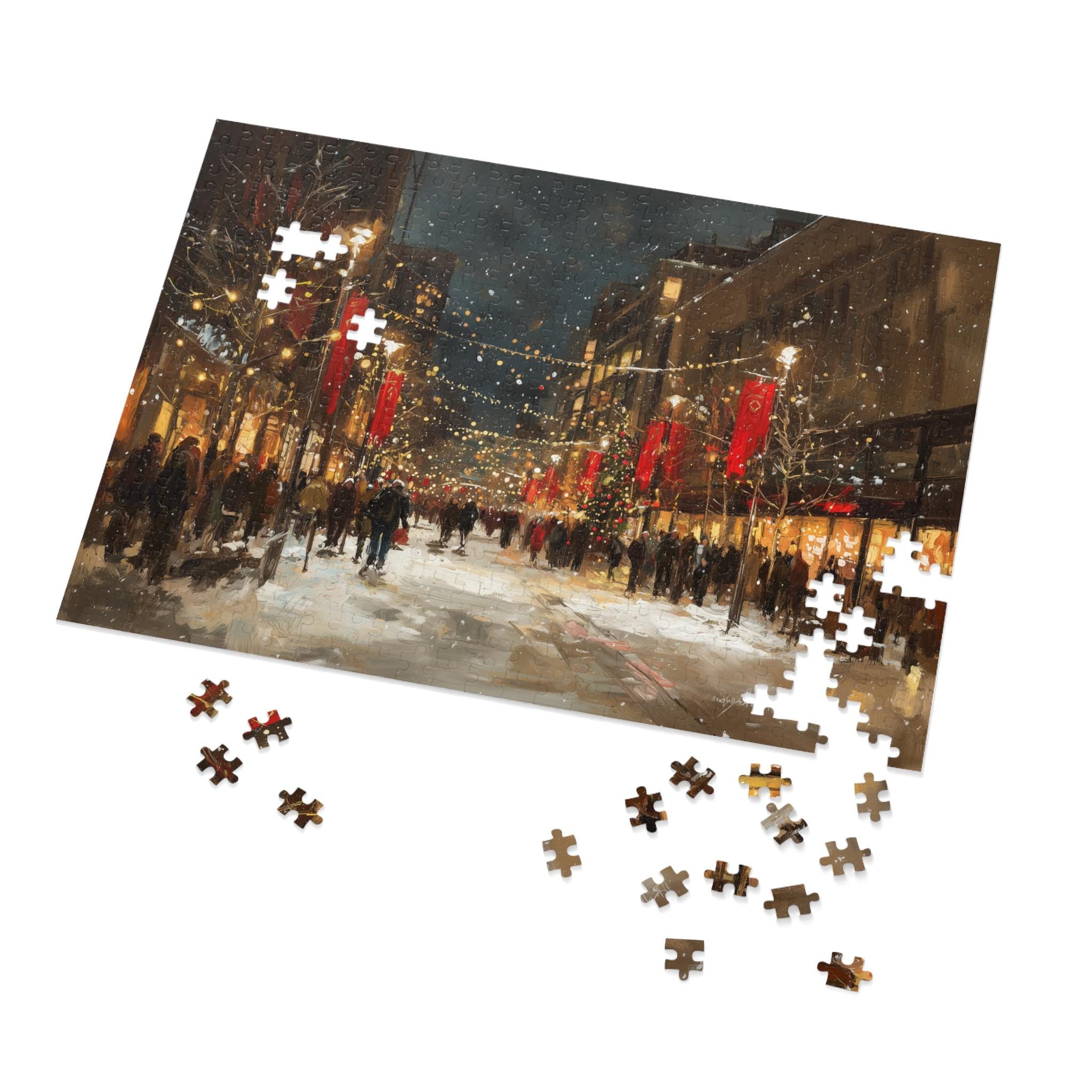 Manchester New Hampshire Christmas Puzzle, Personalized Gift Festive Market, Travel Keepsake, Family Holiday Souvenir