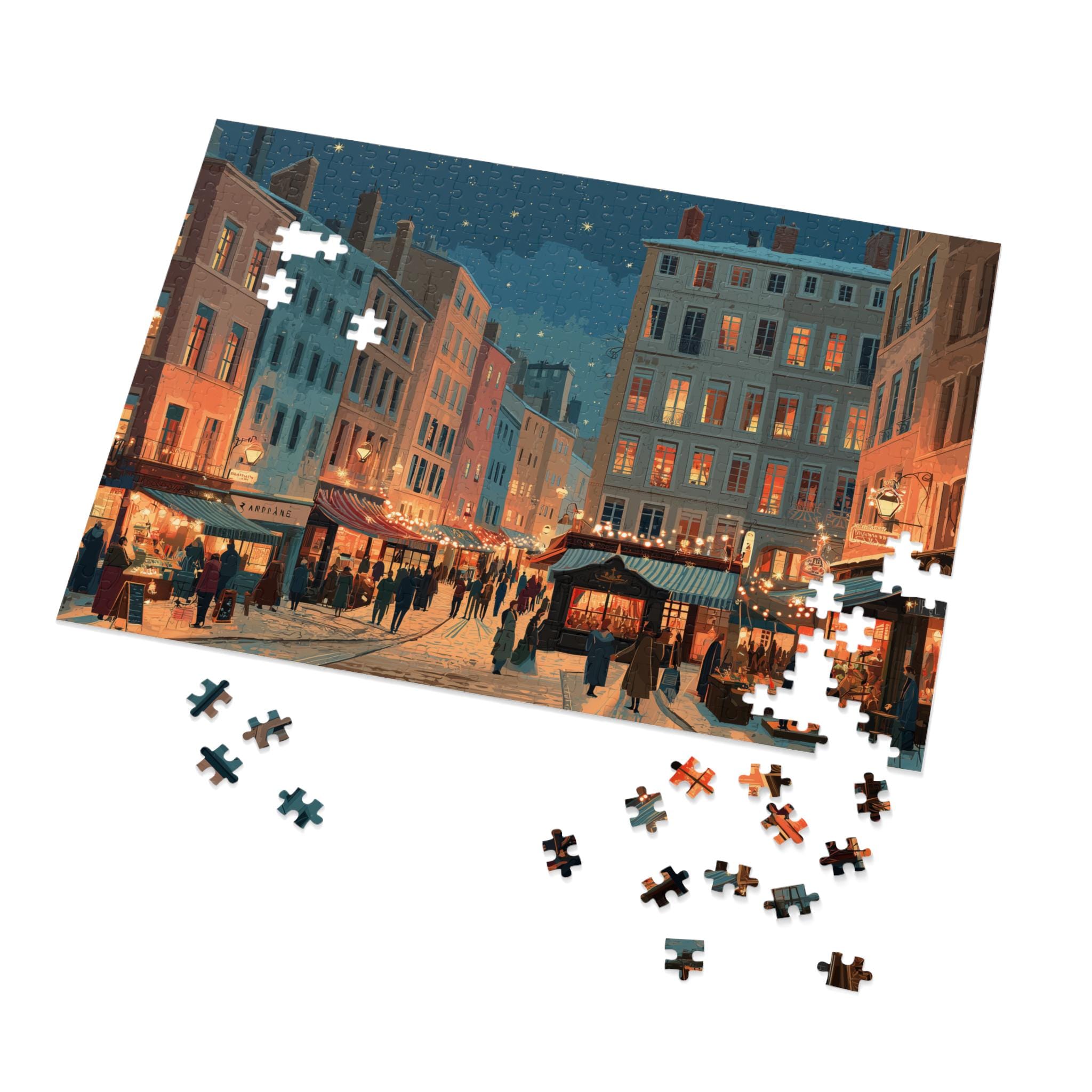 Lyon France Christmas Puzzle, Personalized Gift Festive Market, Travel Keepsake, Family Holiday Souvenir