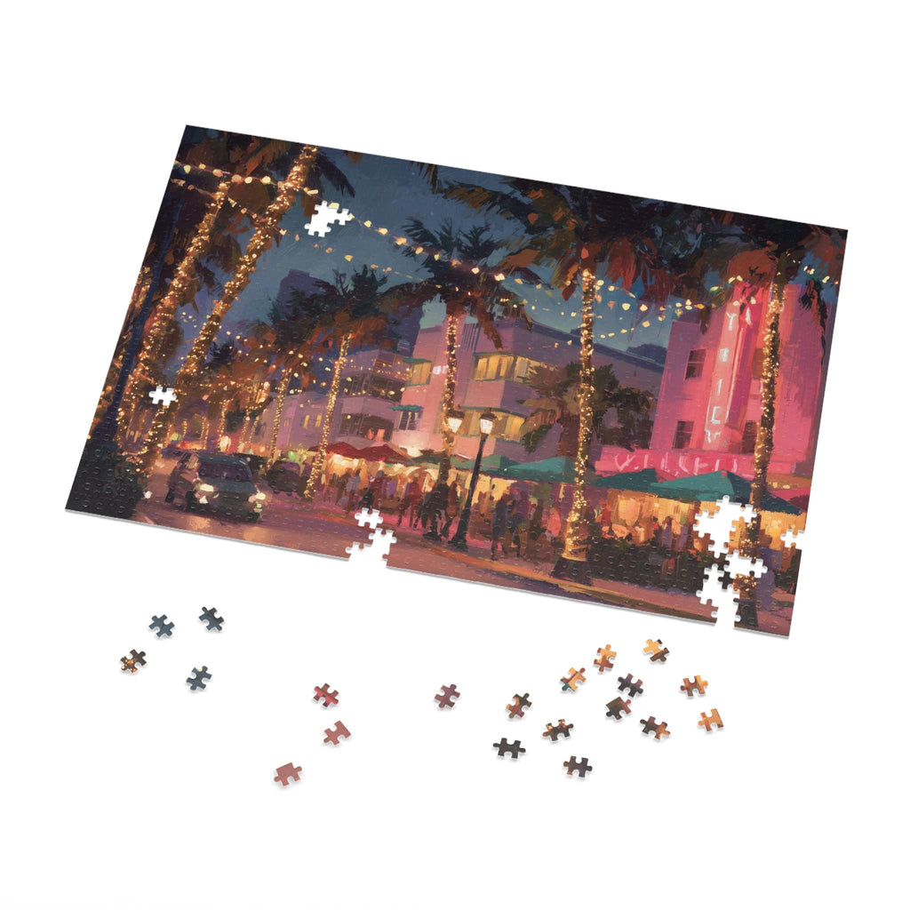 Miami Beach Florida Christmas Puzzle, Personalized Gift Festive Market, Travel Keepsake, Family Holiday Souvenir
