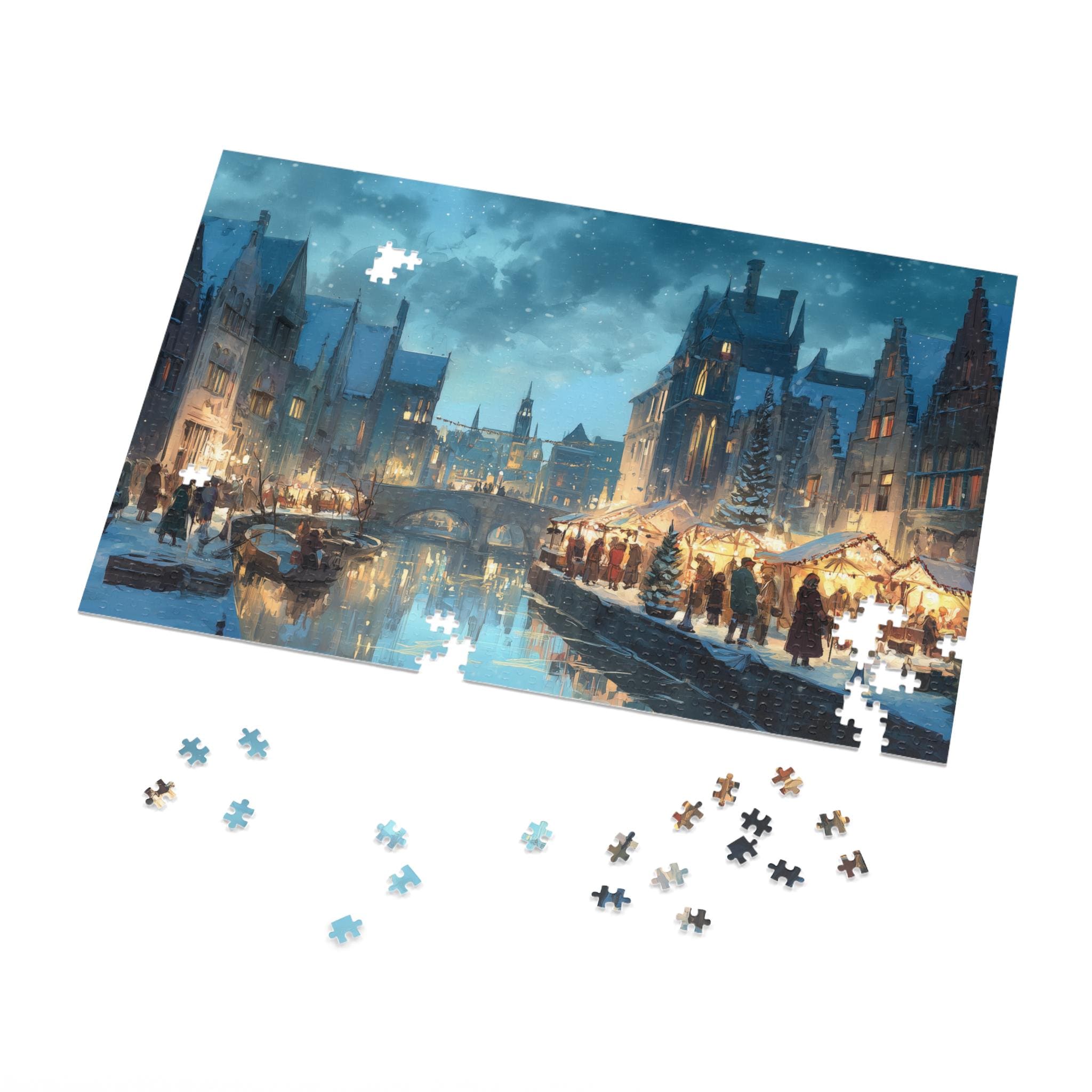 Ghent  Belgium Christmas Puzzle, Personalized Gift Festive Market, Travel Keepsake, Family Holiday Souvenir