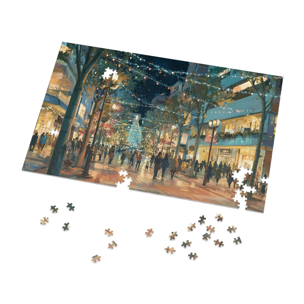 Fukuoka Japan Christmas Puzzle, Personalized Gift Festive Market, Travel Keepsake, Family Holiday Souvenir