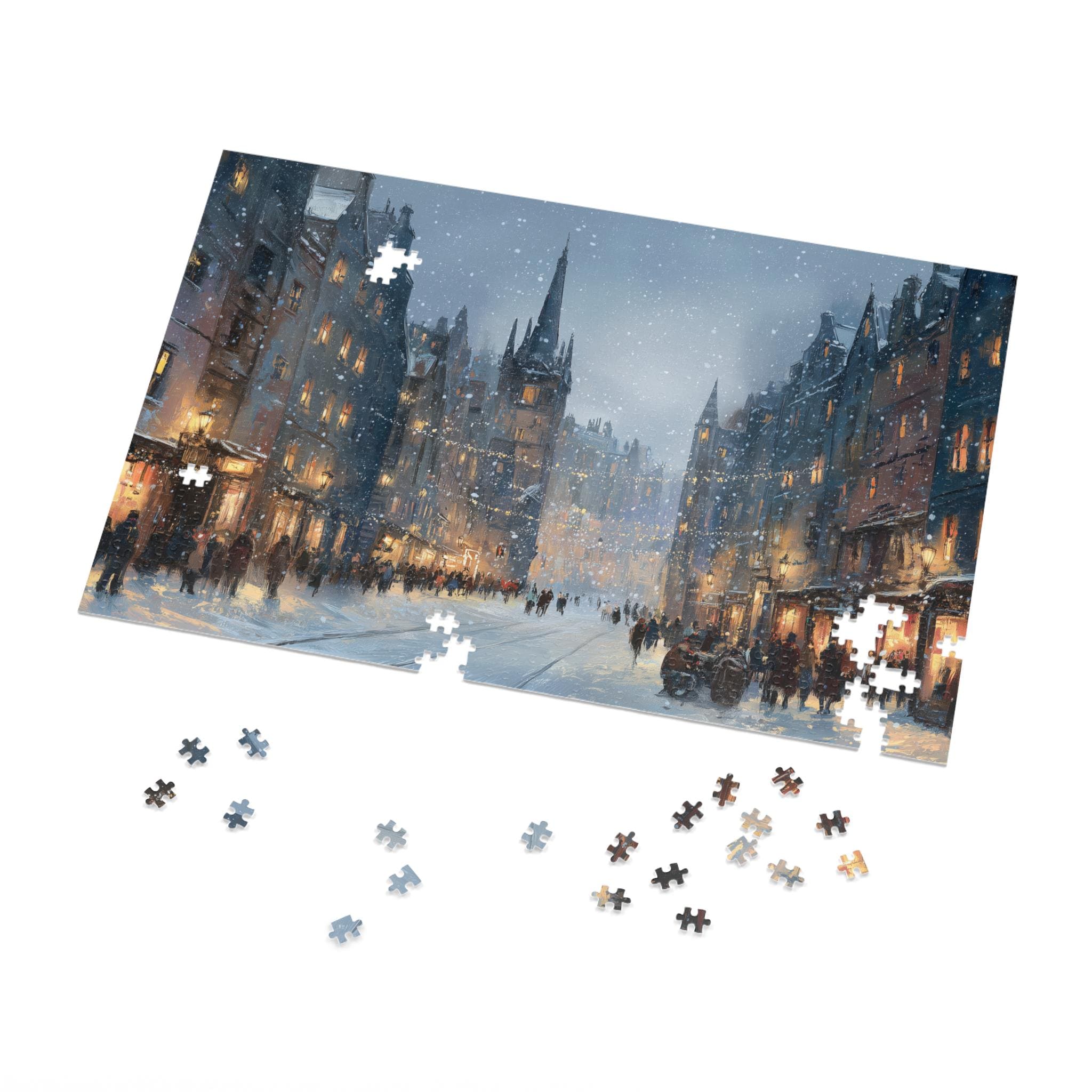 Edinburgh Scotland Christmas Puzzle, Personalized Gift Festive Market, Travel Keepsake, Family Holiday Souvenir