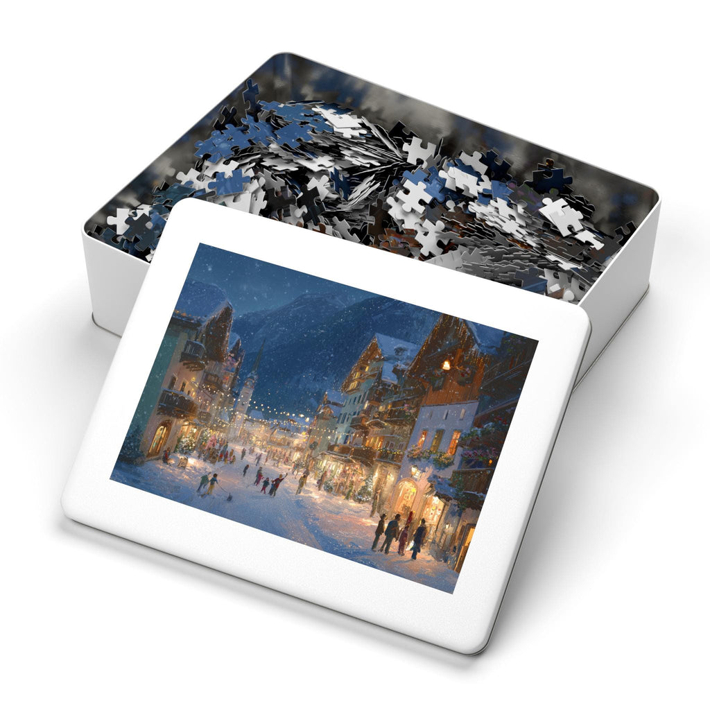 Hallstatt Austria Christmas Puzzle, Personalized Gift Festive Market, Travel Keepsake, Family Holiday Souvenir