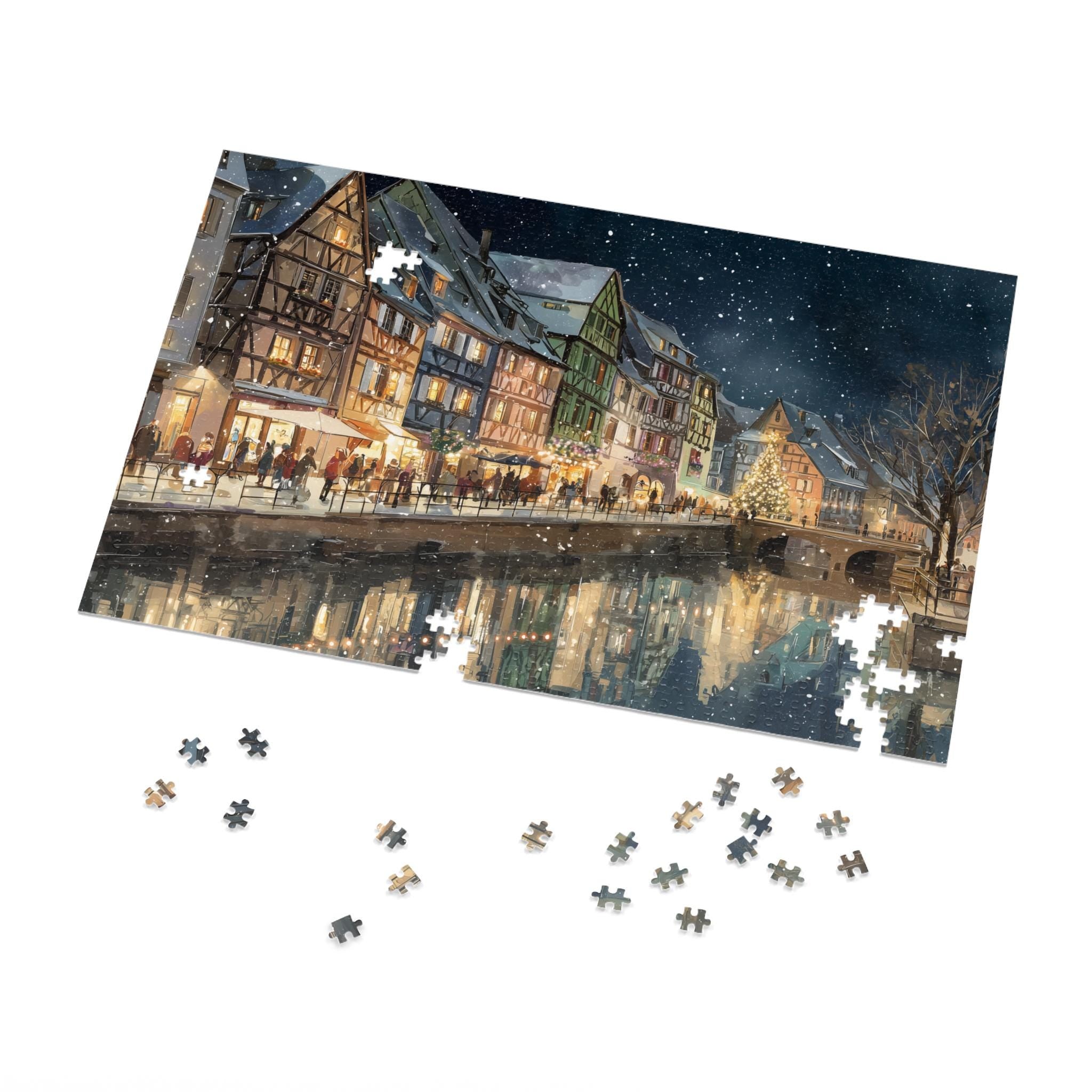 Colmar France Christmas Puzzle, Personalized Gift Festive Market, Travel Keepsake, Family Holiday Souvenir