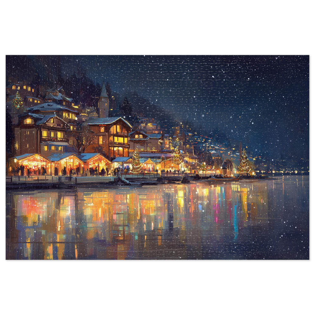 Montreux Switzerland Christmas Puzzle, Personalized Gift Festive Market, Travel Keepsake, Family Holiday Souvenir