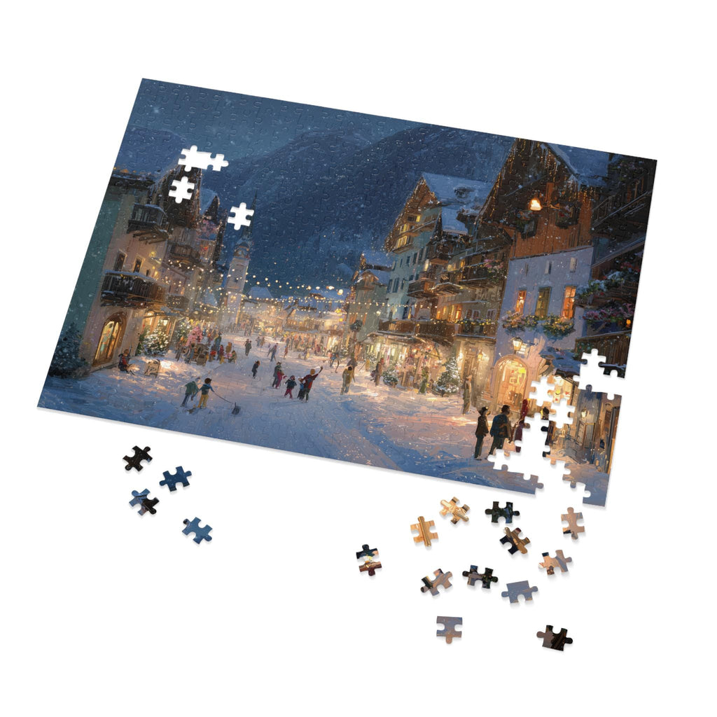 Hallstatt Austria Christmas Puzzle, Personalized Gift Festive Market, Travel Keepsake, Family Holiday Souvenir