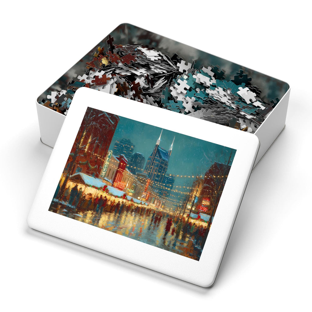 Nashville Tennessee Christmas Puzzle, Personalized Gift Festive Market, Travel Keepsake, Family Holiday Souvenir