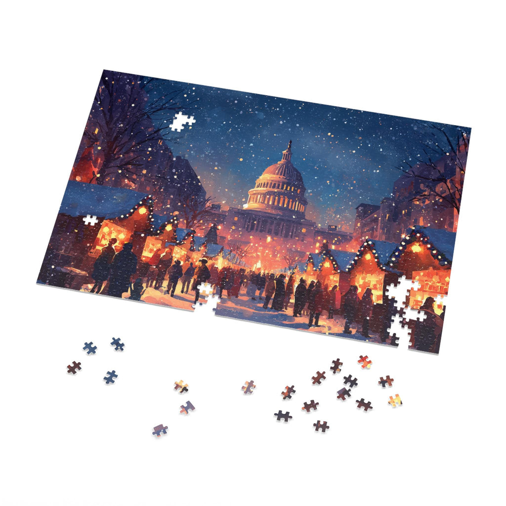 Washington DC US Christmas Puzzle, Personalized Gift Festive Market, Travel Keepsake, Family Holiday Souvenir
