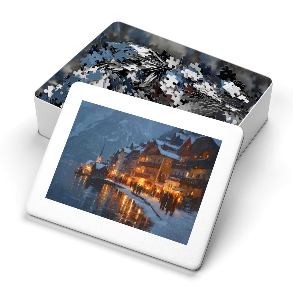 Hallstatt Christmas Puzzle, Personalized Gift Austria Festive Market, Travel Keepsake, Family Holiday Souvenir