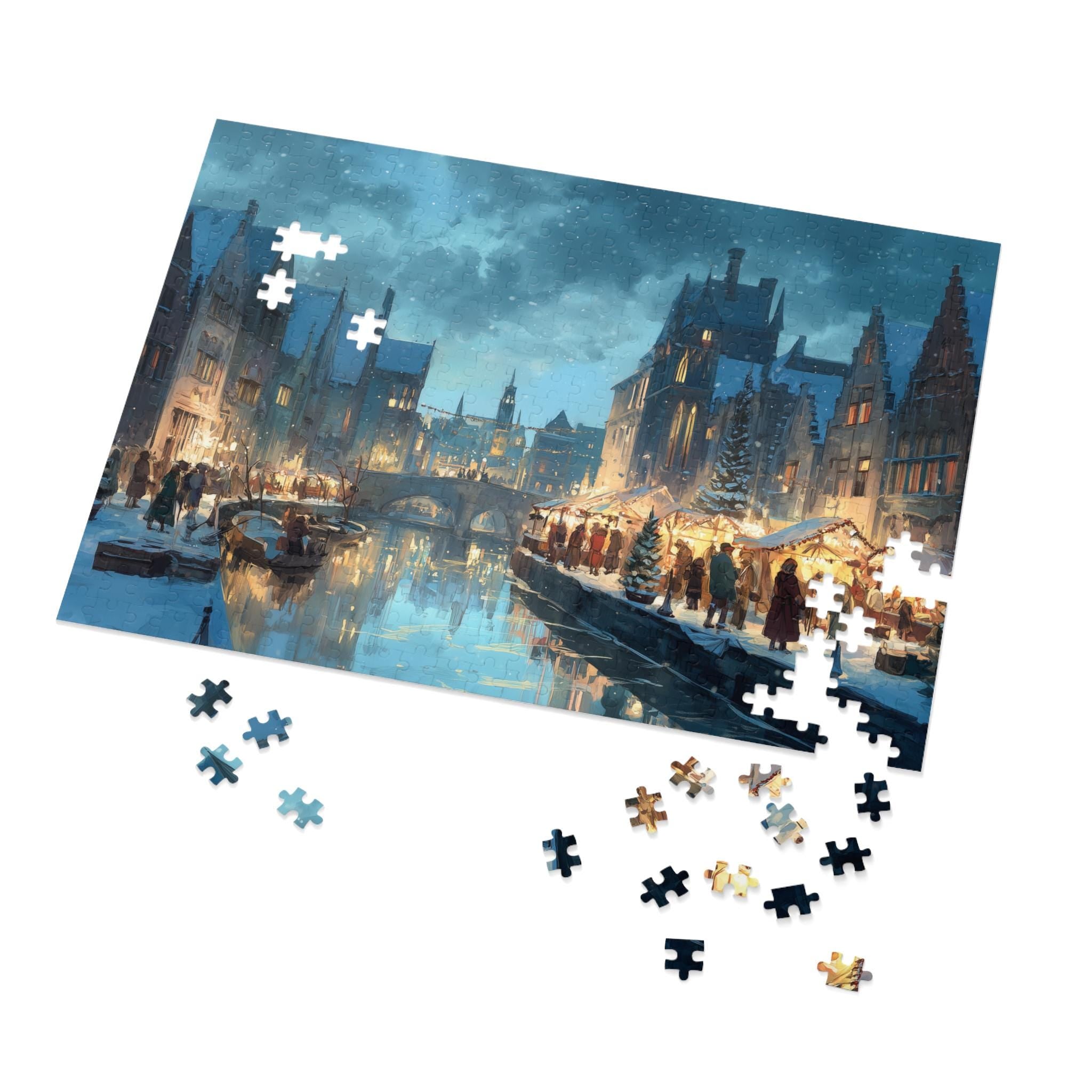 Ghent  Belgium Christmas Puzzle, Personalized Gift Festive Market, Travel Keepsake, Family Holiday Souvenir