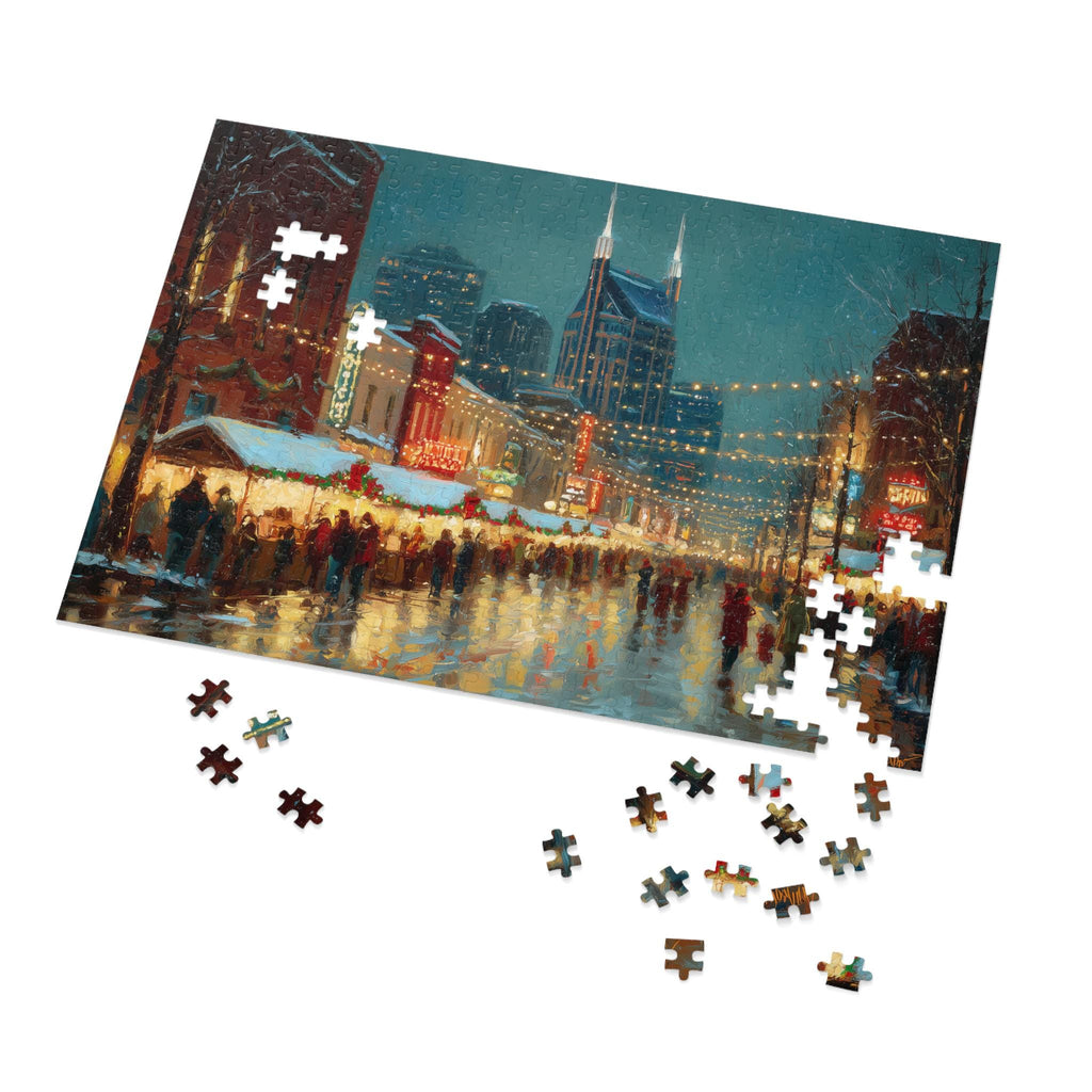 Nashville Tennessee Christmas Puzzle, Personalized Gift Festive Market, Travel Keepsake, Family Holiday Souvenir