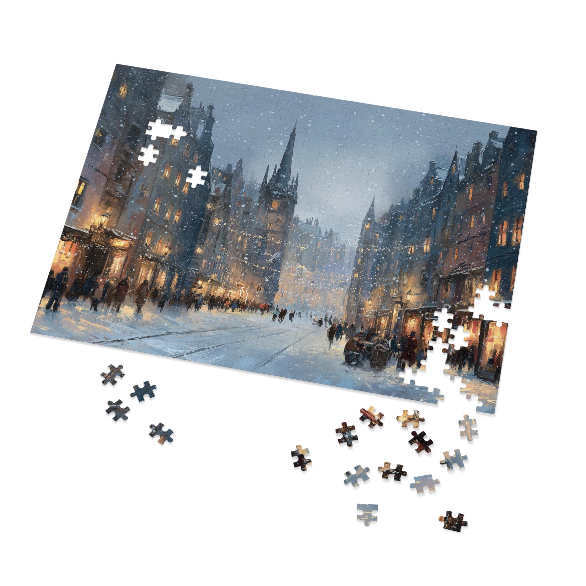 Edinburgh Scotland Christmas Puzzle, Personalized Gift Festive Market, Travel Keepsake, Family Holiday Souvenir
