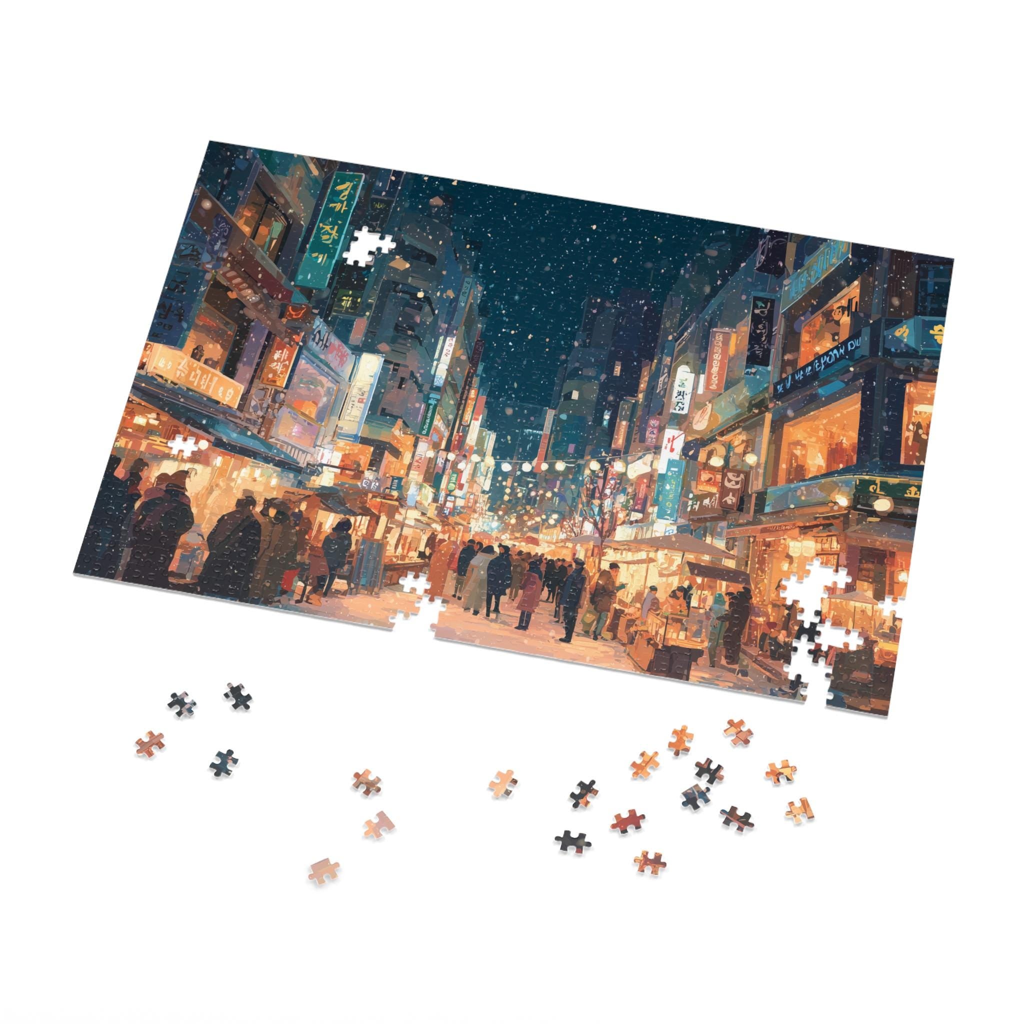 Seoul South Korea Christmas Puzzle, Personalized Gift Festive Market, Travel Keepsake, Family Holiday Souvenir