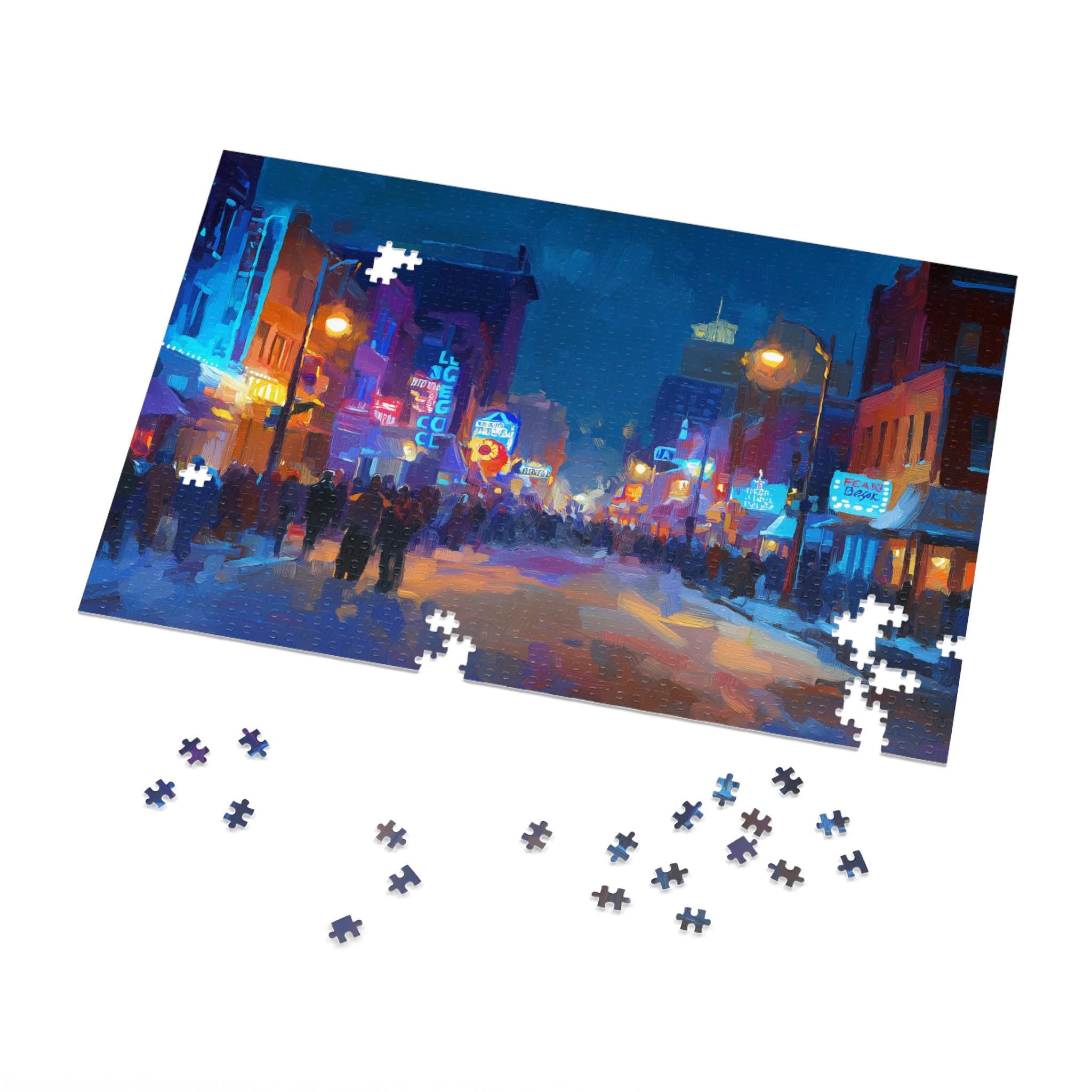 Memphis Tennessee Christmas Puzzle, Personalized Gift Festive Market, Travel Keepsake, Family Holiday Souvenir