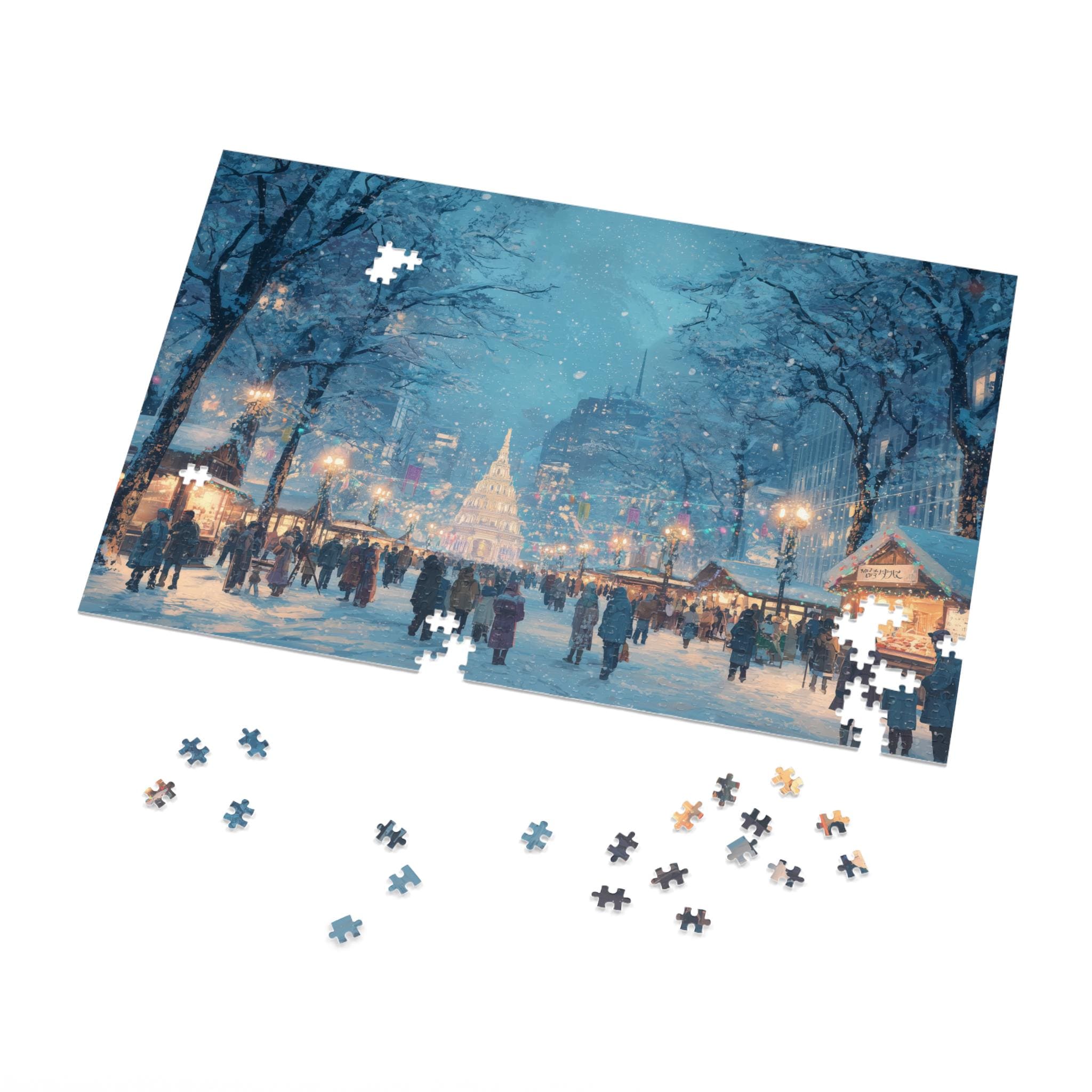 Sapporo Japan Christmas Puzzle, Personalized Gift Festive Market, Travel Keepsake, Family Holiday Souvenir