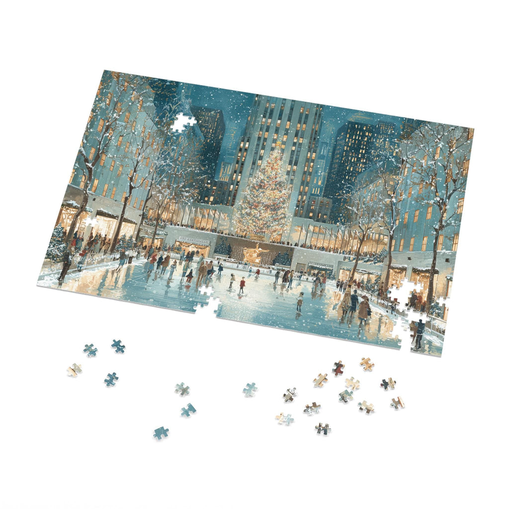 New York City Christmas Puzzle, Personalized Gift Festive Market, Travel Keepsake, Family Holiday Souvenir