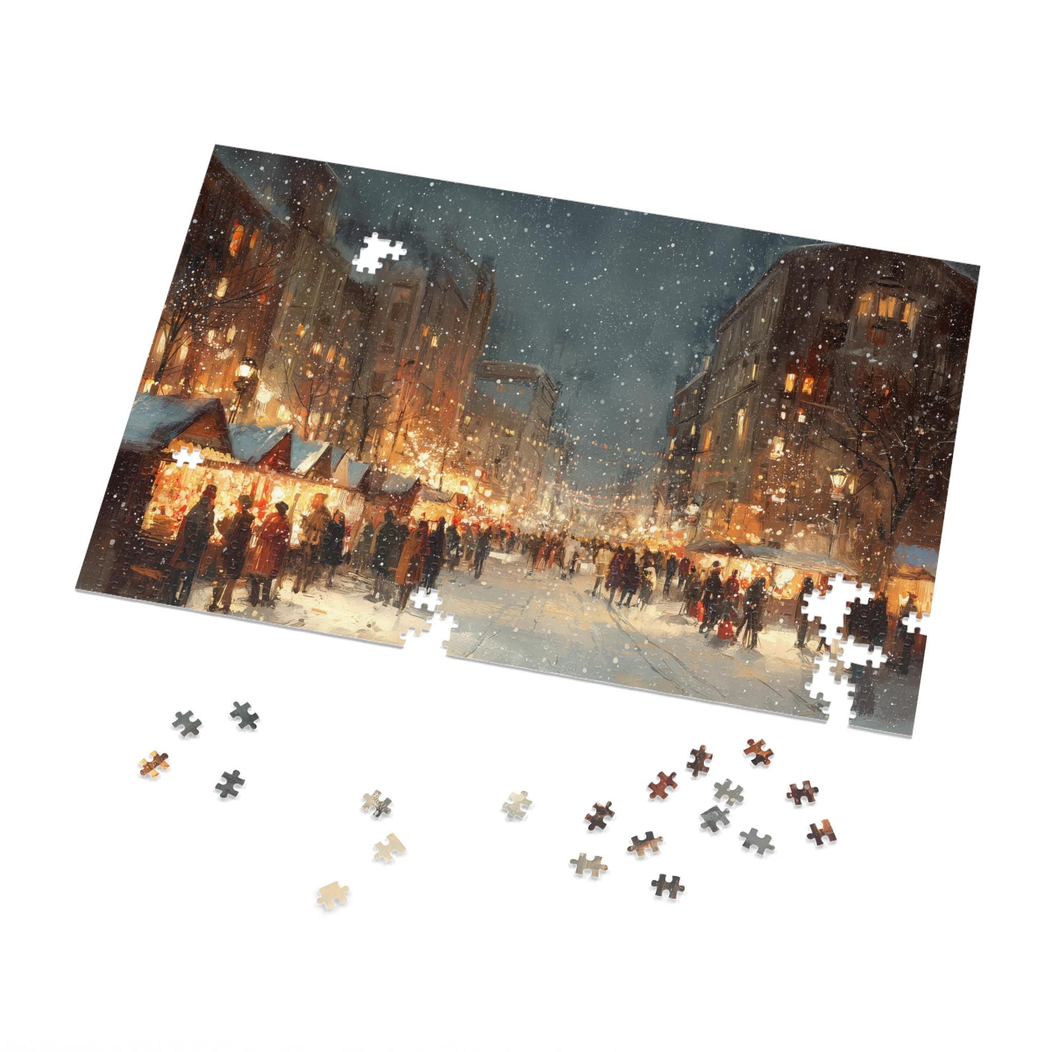 Hartford Connecticut Christmas Puzzle, Personalized Gift Festive Market, Travel Keepsake, Family Holiday Souvenir