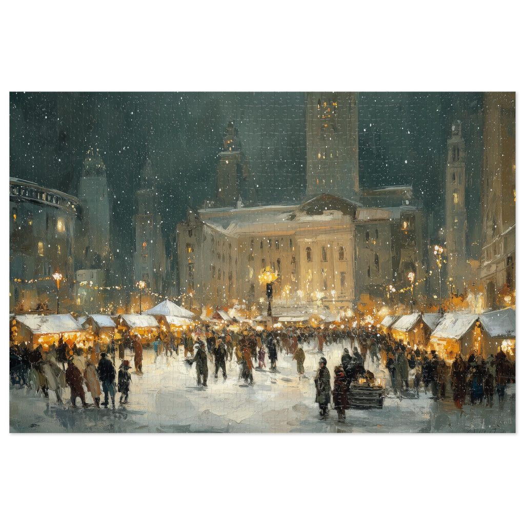 Cleveland Ohio Christmas Puzzle, Personalized Gift Festive Market, Travel Keepsake, Family Holiday Souvenir