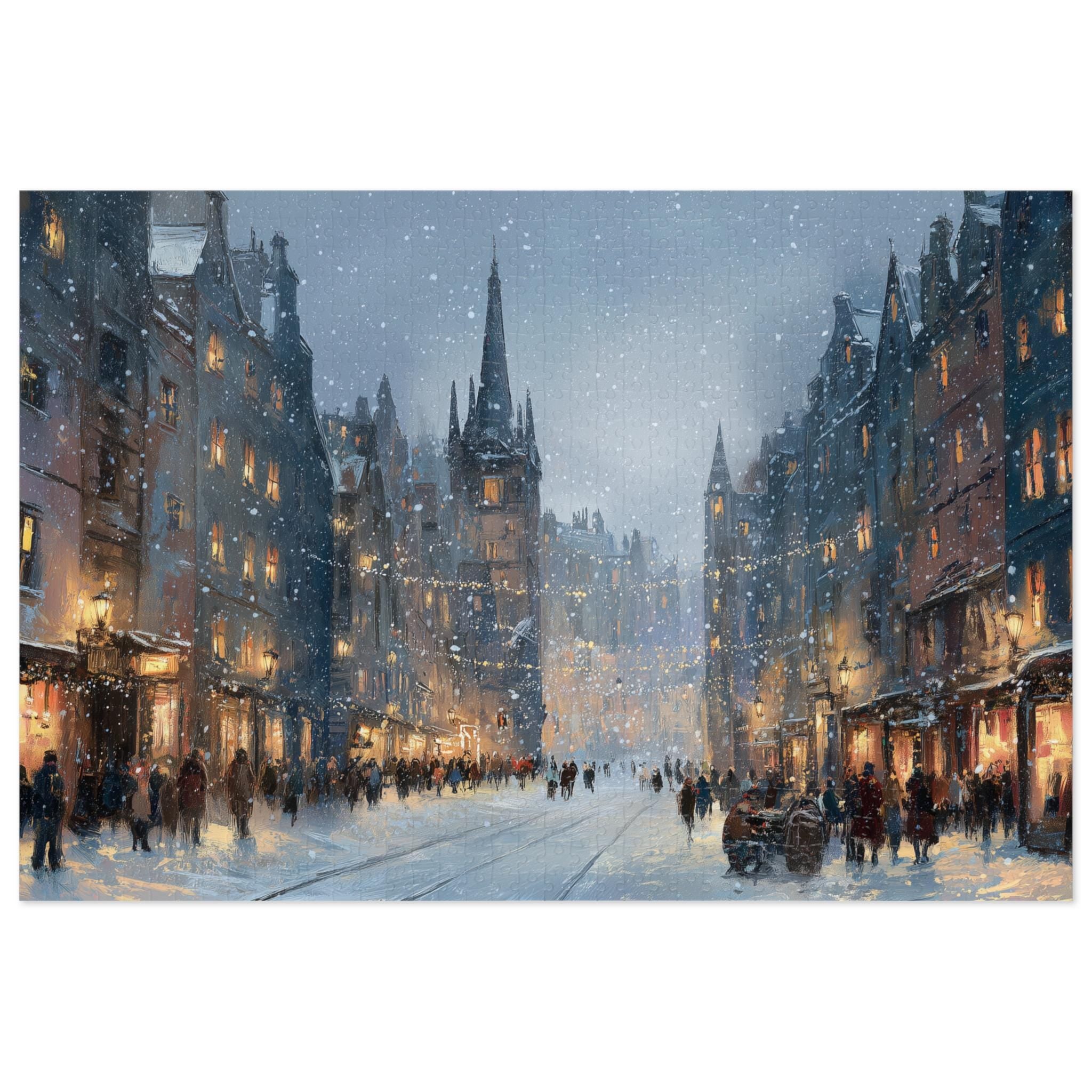 Edinburgh Scotland Christmas Puzzle, Personalized Gift Festive Market, Travel Keepsake, Family Holiday Souvenir