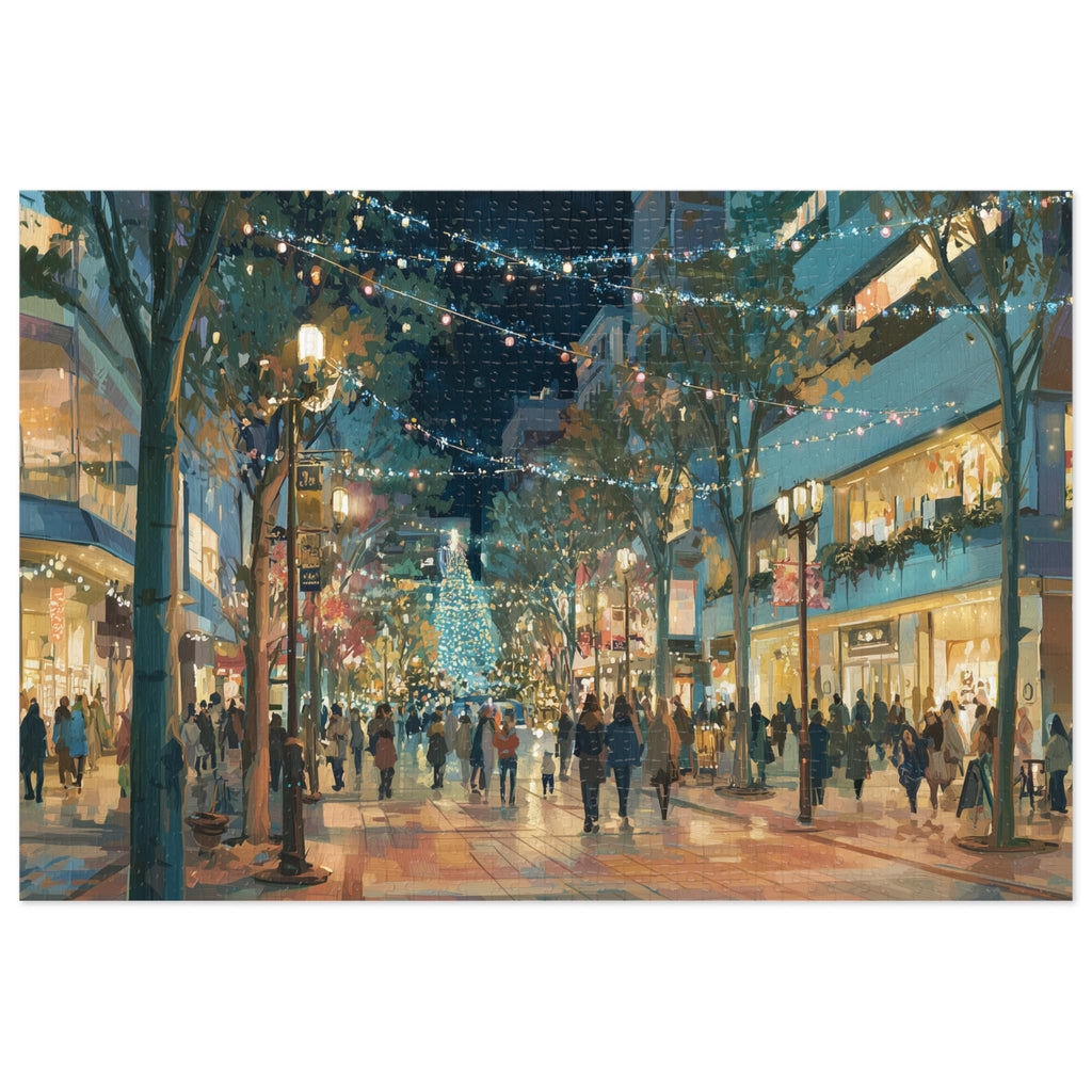 Fukuoka Japan Christmas Puzzle, Personalized Gift Festive Market, Travel Keepsake, Family Holiday Souvenir