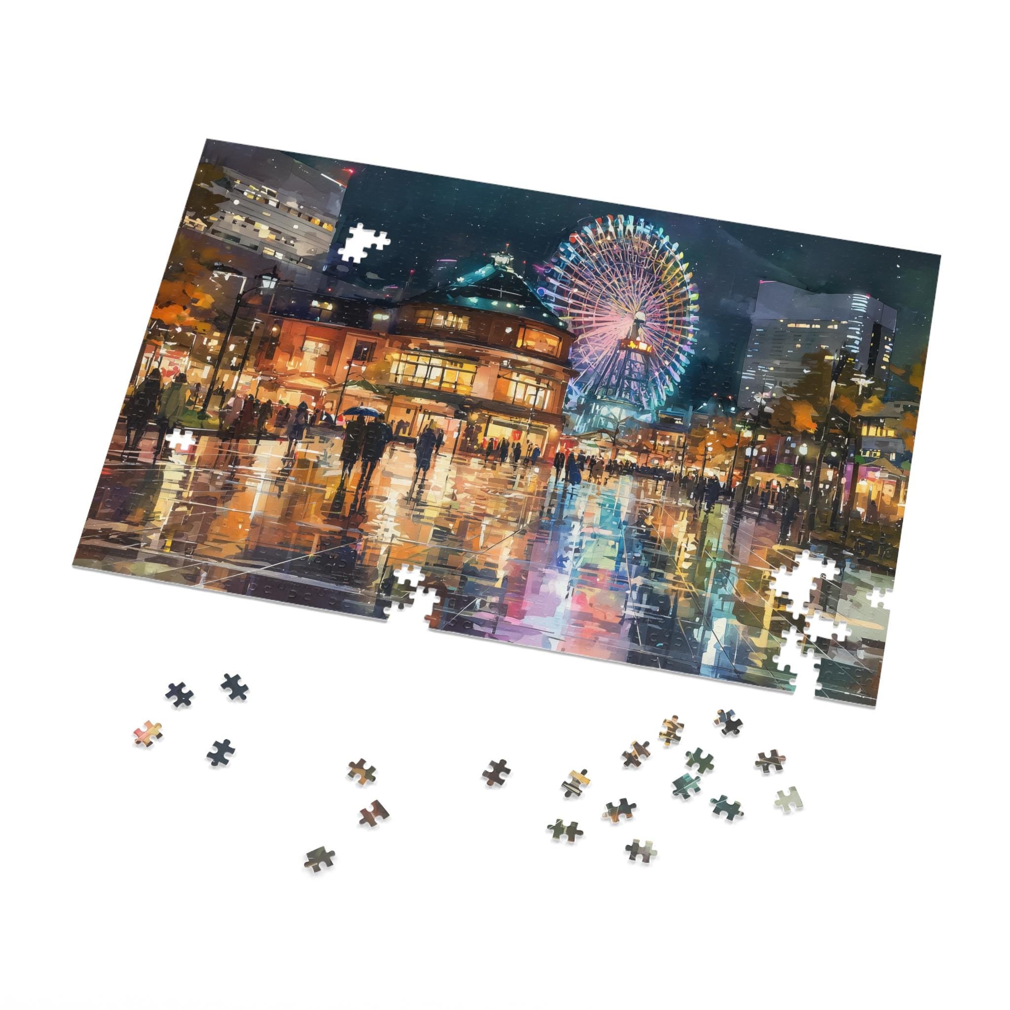 Yokohama Japan Christmas Puzzle, Personalized Gift Festive Market, Travel Keepsake, Family Holiday Souvenir