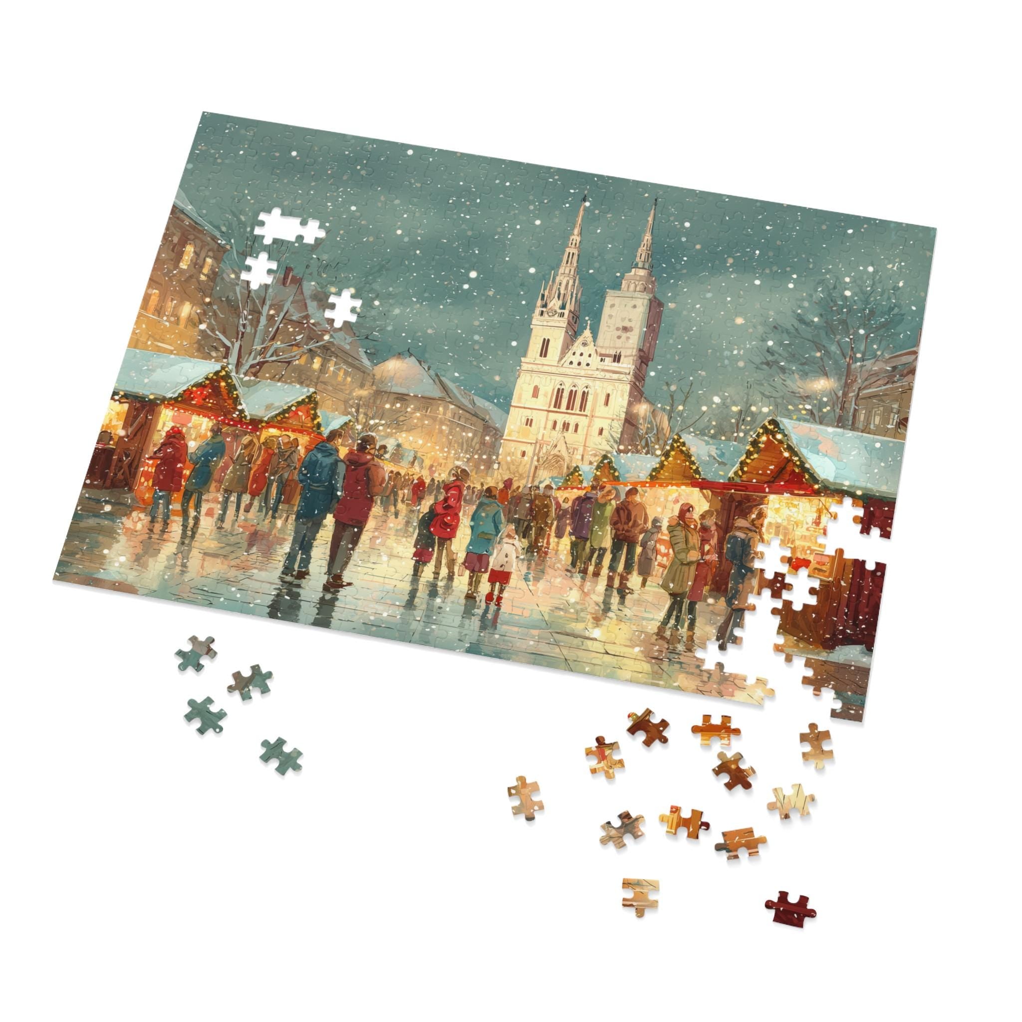 Zagreb Croatia Christmas Puzzle, Personalized Gift Festive Market, Travel Keepsake, Family Holiday Souvenir