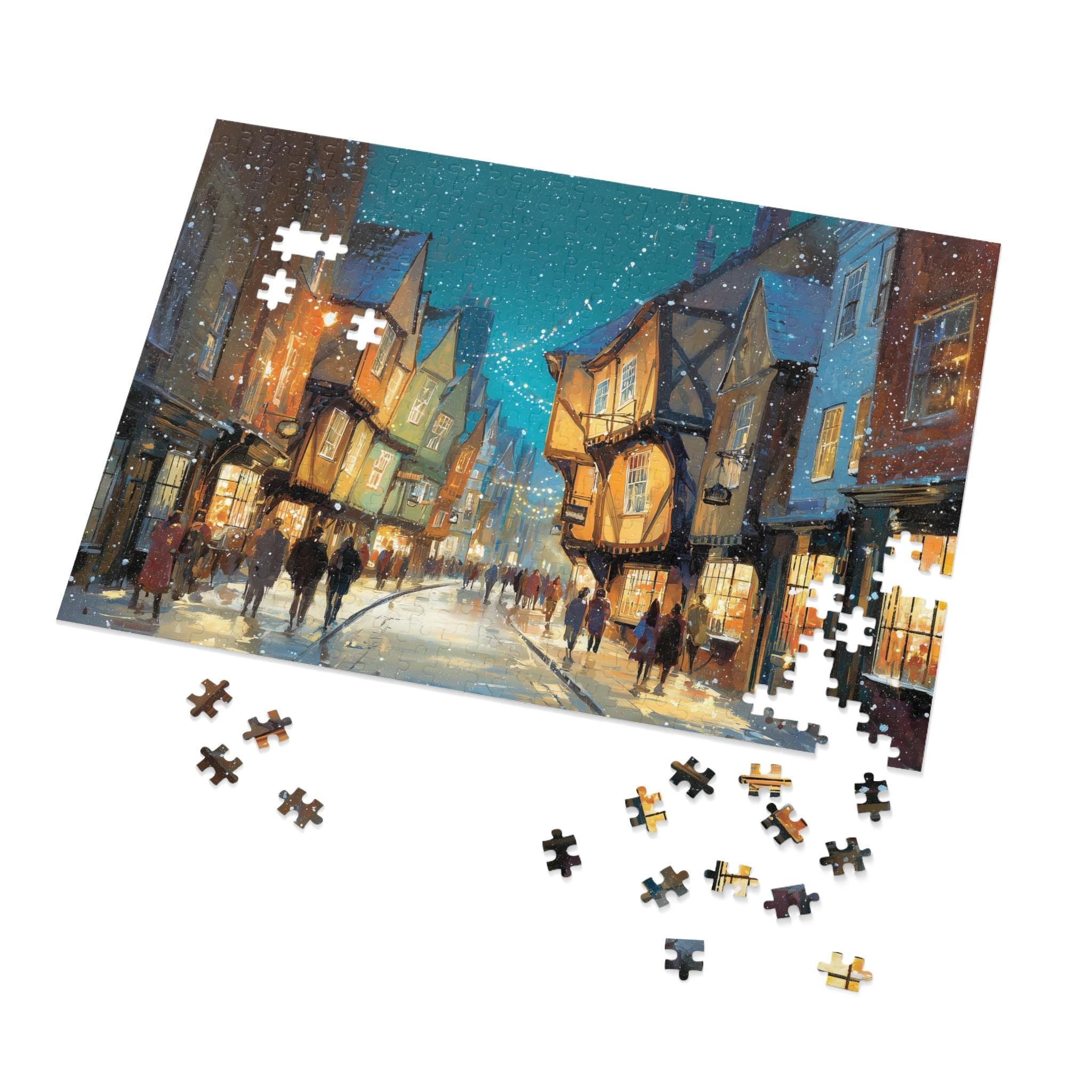 York England Christmas Puzzle, Personalized Gift Festive Market, Travel Keepsake, Family Holiday Souvenir