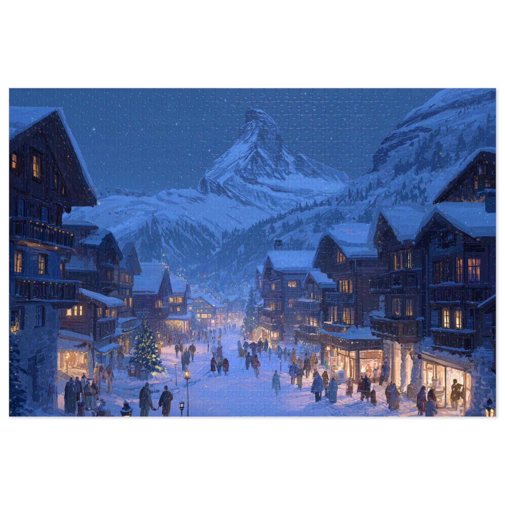 Zermatt Switzerland Christmas Puzzle, Personalized Gift Festive Market, Travel Keepsake, Family Holiday Souvenir