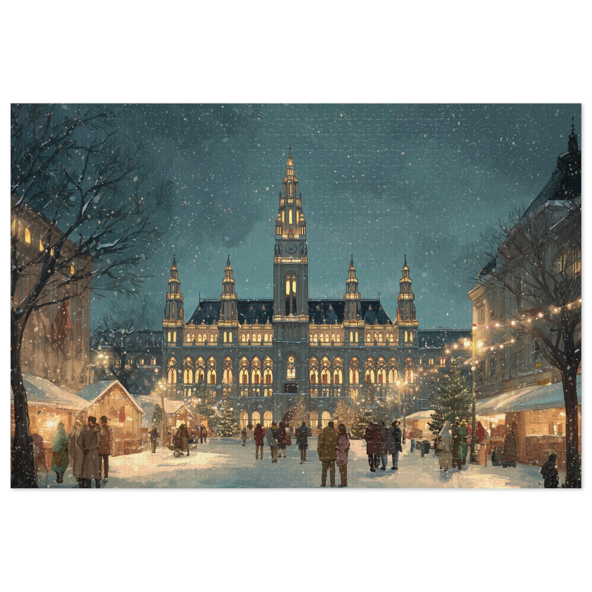 Vienna Rathausplatz Christmas Puzzle, Personalized Gift Festive Market, Travel Keepsake, Family Holiday Souvenir