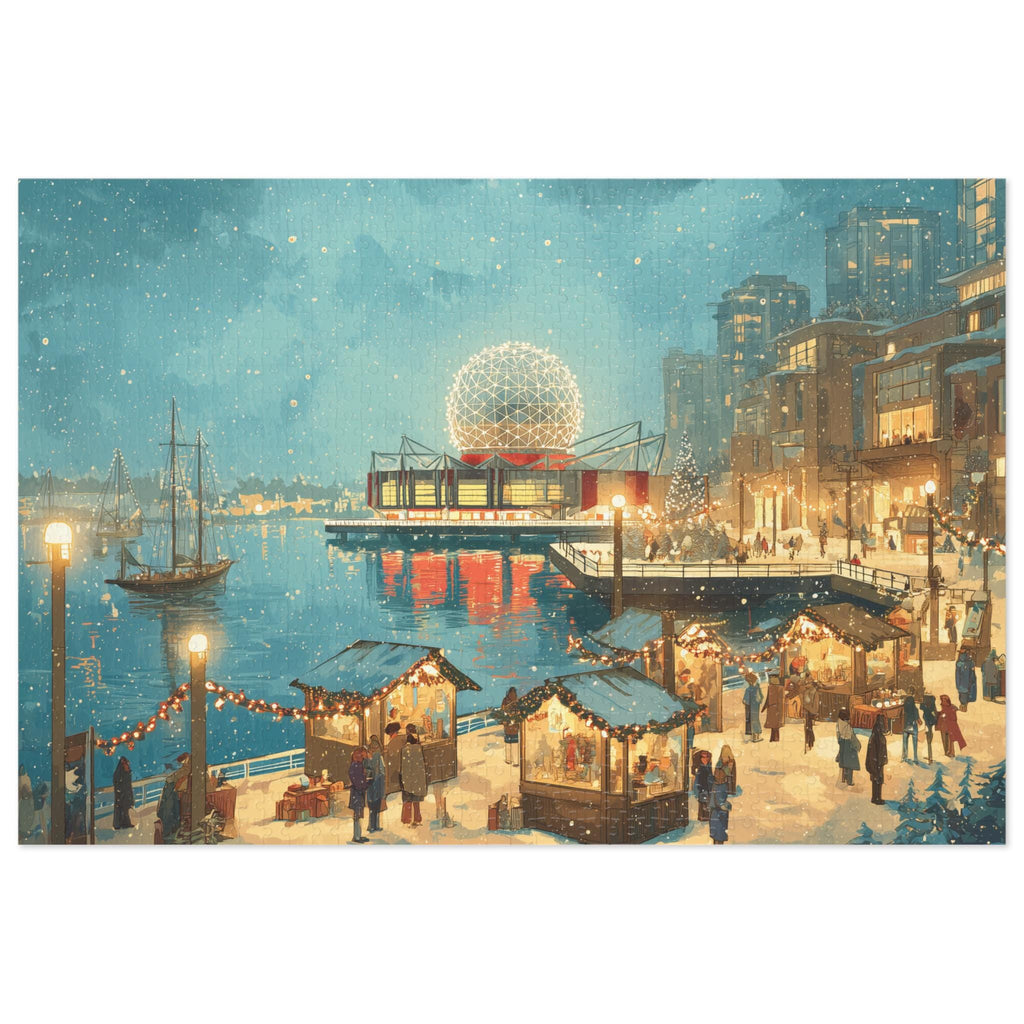 Vancouver Canada Christmas Puzzle, Personalized Gift Festive Market, Travel Keepsake, Family Holiday Souvenir