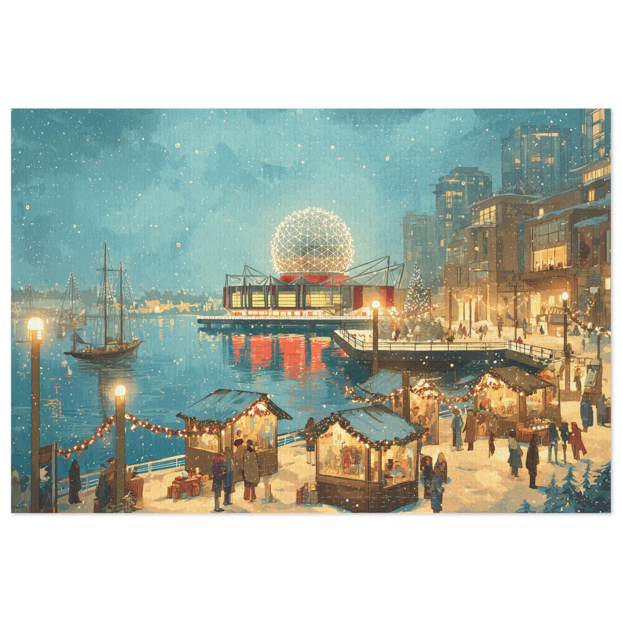 Vancouver Canada Christmas Puzzle, Personalized Gift Festive Market, Travel Keepsake, Family Holiday Souvenir