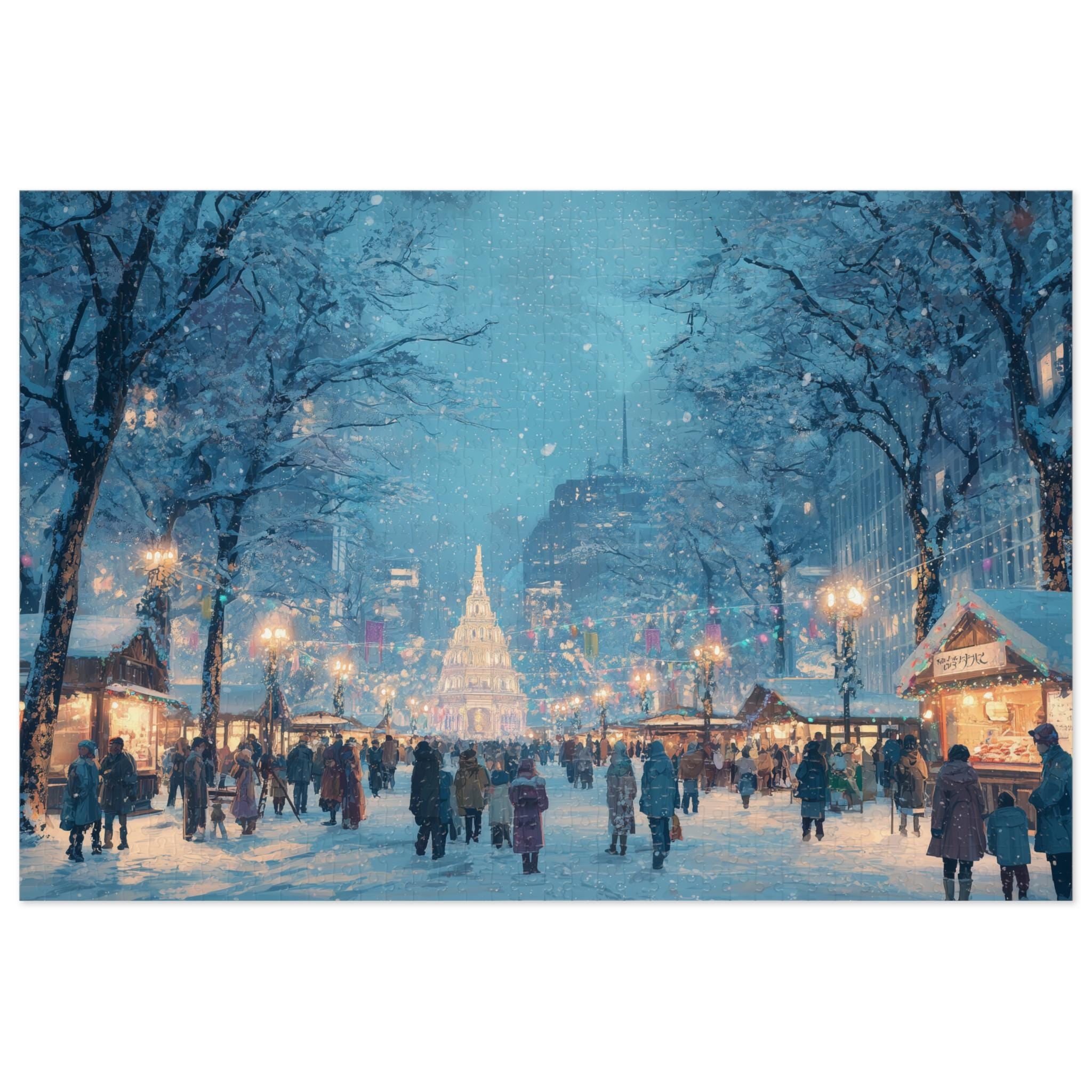 Sapporo Japan Christmas Puzzle, Personalized Gift Festive Market, Travel Keepsake, Family Holiday Souvenir