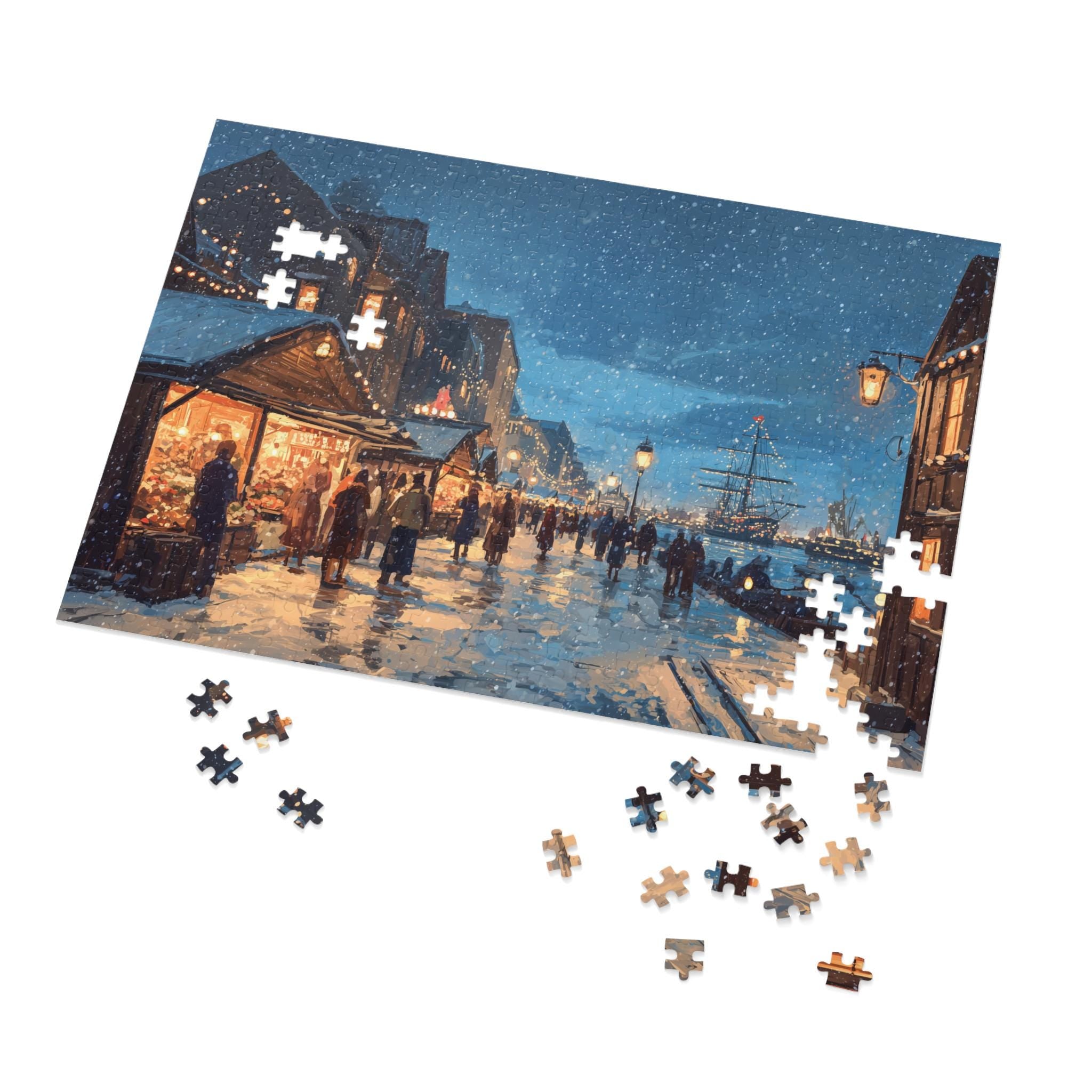 Halifax Canada Christmas Puzzle, Personalized Gift Festive Market, Travel Keepsake, Family Holiday Souvenir