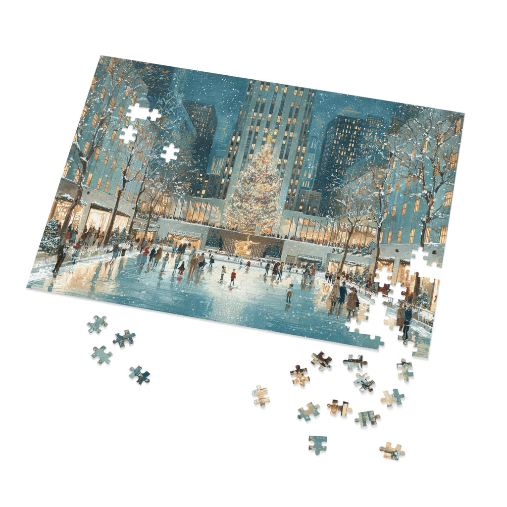 New York City Christmas Puzzle, Personalized Gift Festive Market, Travel Keepsake, Family Holiday Souvenir