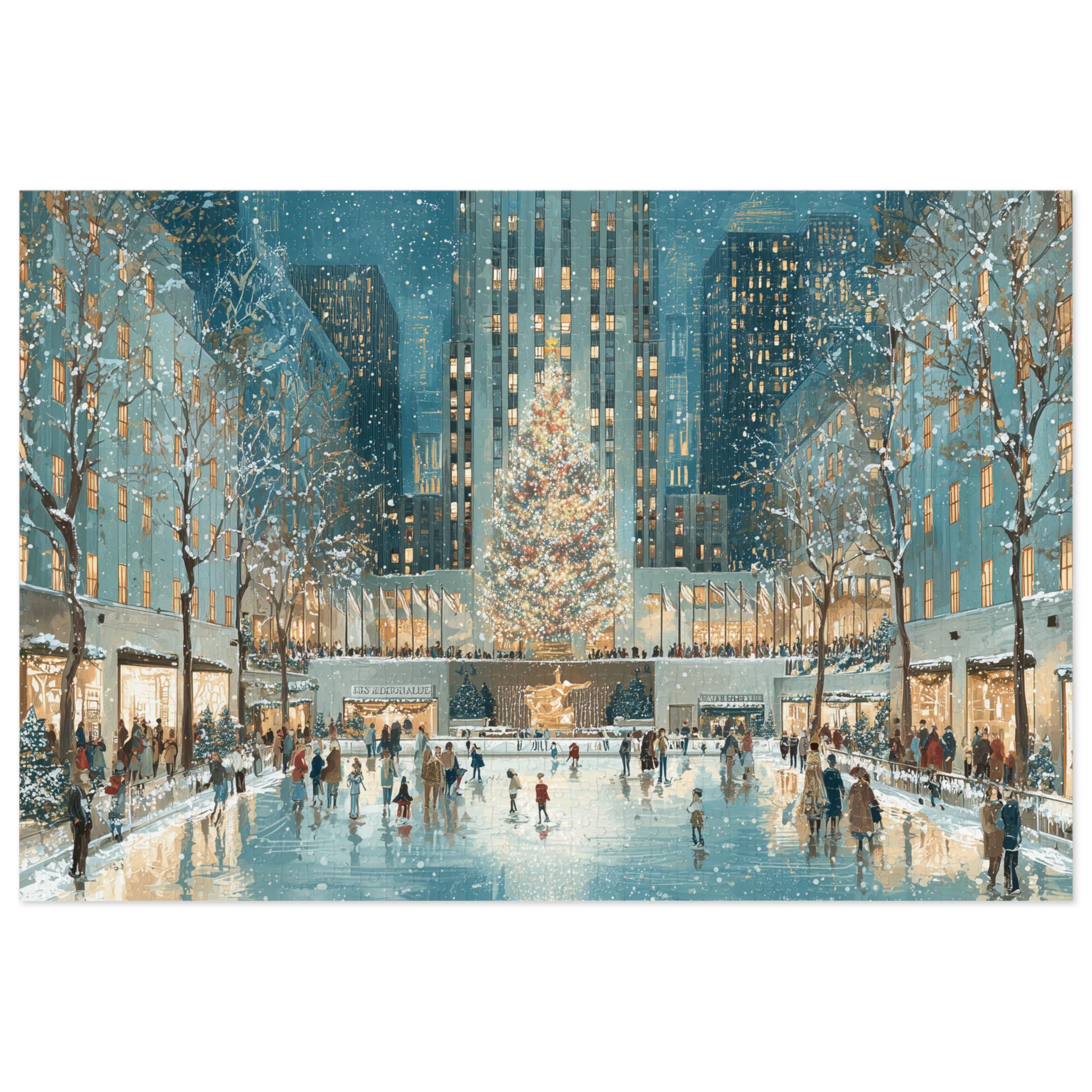 New York City Christmas Puzzle, Personalized Gift Festive Market, Travel Keepsake, Family Holiday Souvenir