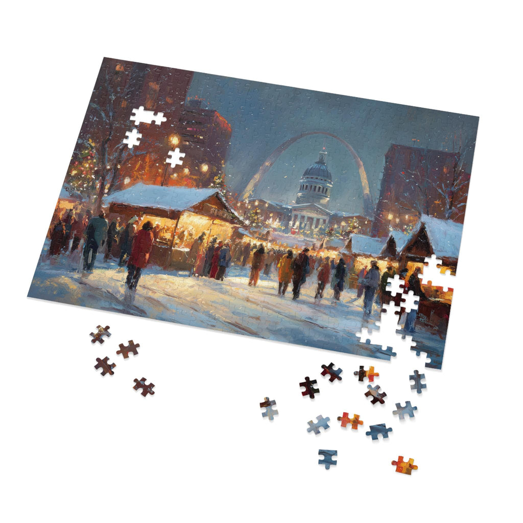 St Louis Missouri Christmas Puzzle, Personalized Gift Festive Market, Travel Keepsake, Family Holiday Souvenir