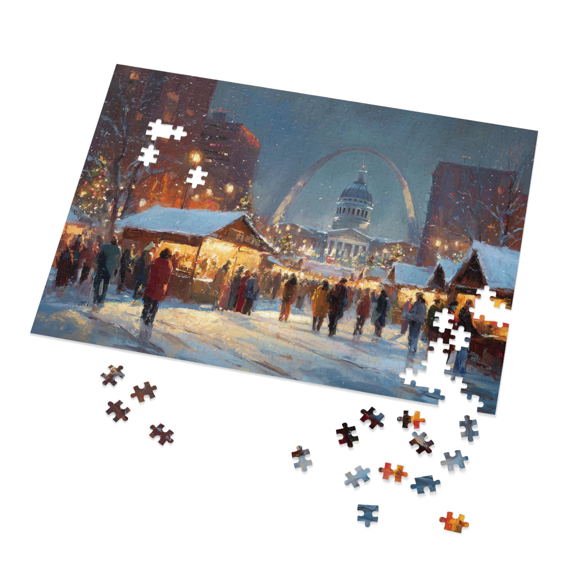 St Louis Missouri Christmas Puzzle, Personalized Gift Festive Market, Travel Keepsake, Family Holiday Souvenir