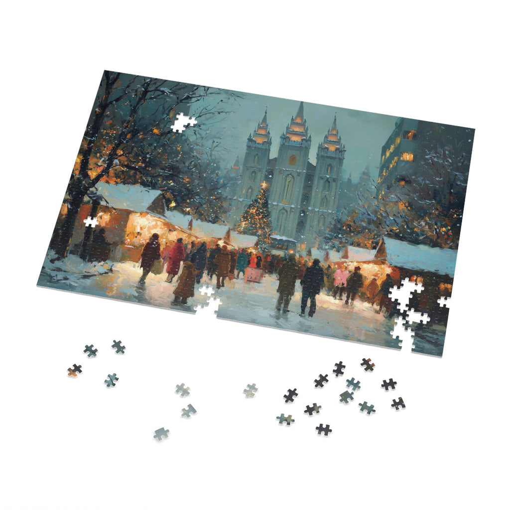 Salt Lake City Utah Christmas Puzzle, Personalized Gift Festive Market, Travel Keepsake, Family Holiday Souvenir