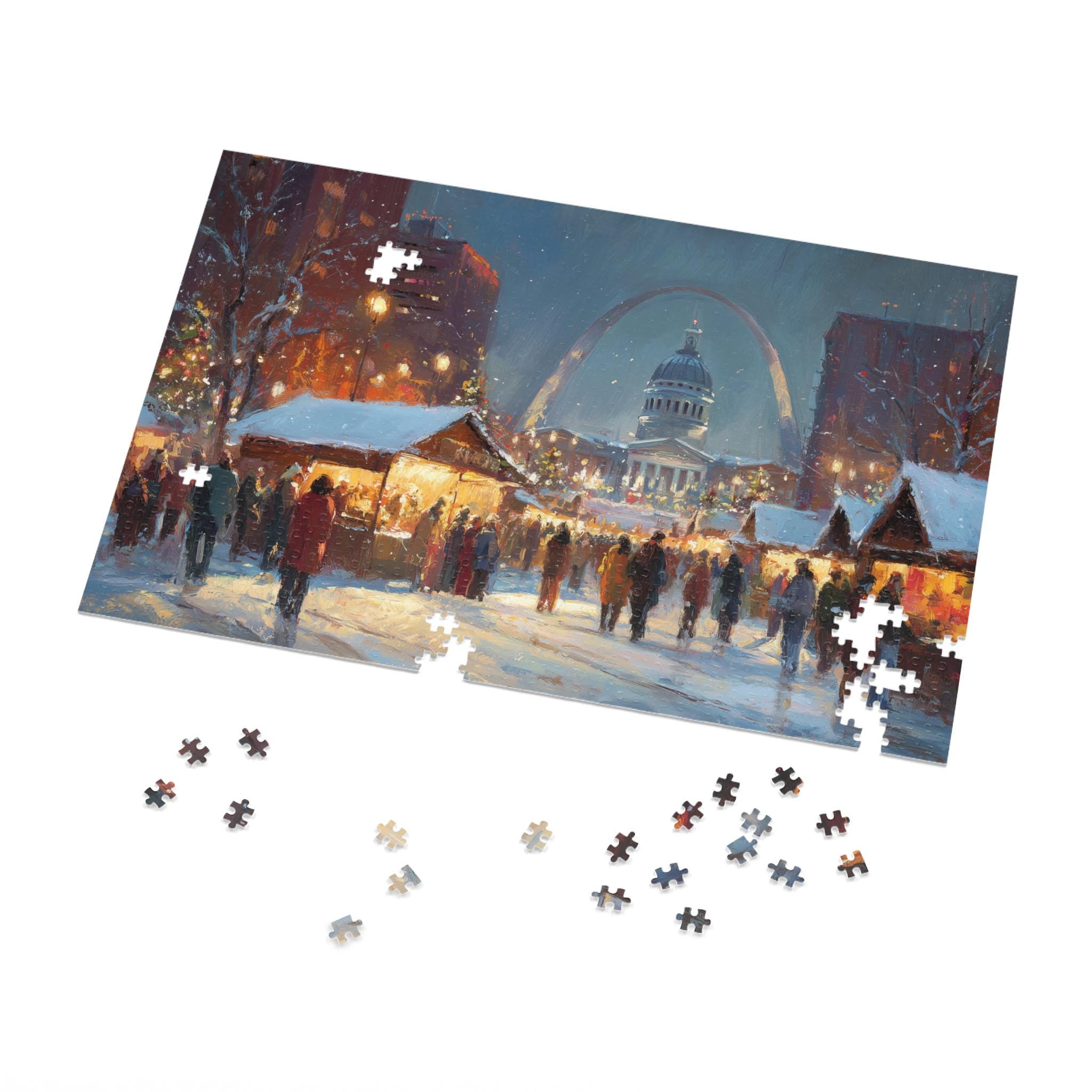 St Louis Missouri Christmas Puzzle, Personalized Gift Festive Market, Travel Keepsake, Family Holiday Souvenir