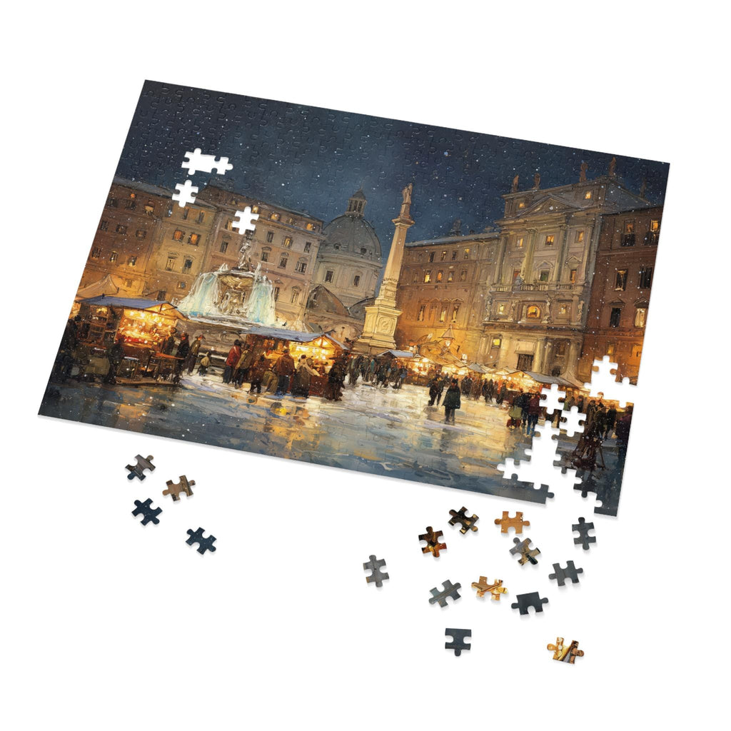 Rome Italy Christmas Puzzle, Personalized Gift Festive Market, Travel Keepsake, Family Holiday Souvenir