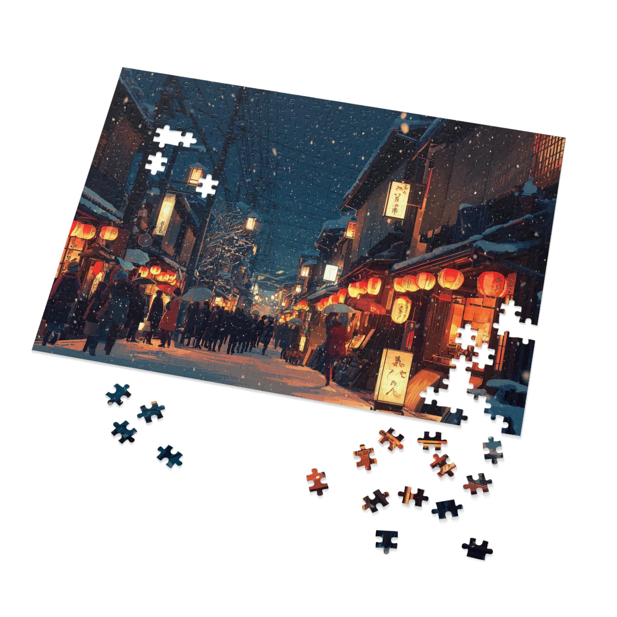 Kyoto Japan Christmas Puzzle, Personalized Gift Festive Market, Travel Keepsake, Family Holiday Souvenir